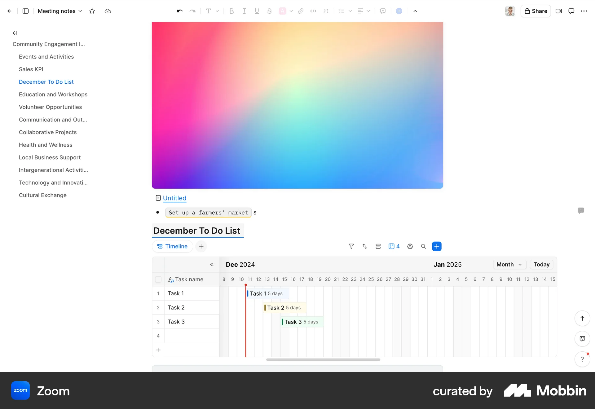 Zoom Web Goal & Task screen