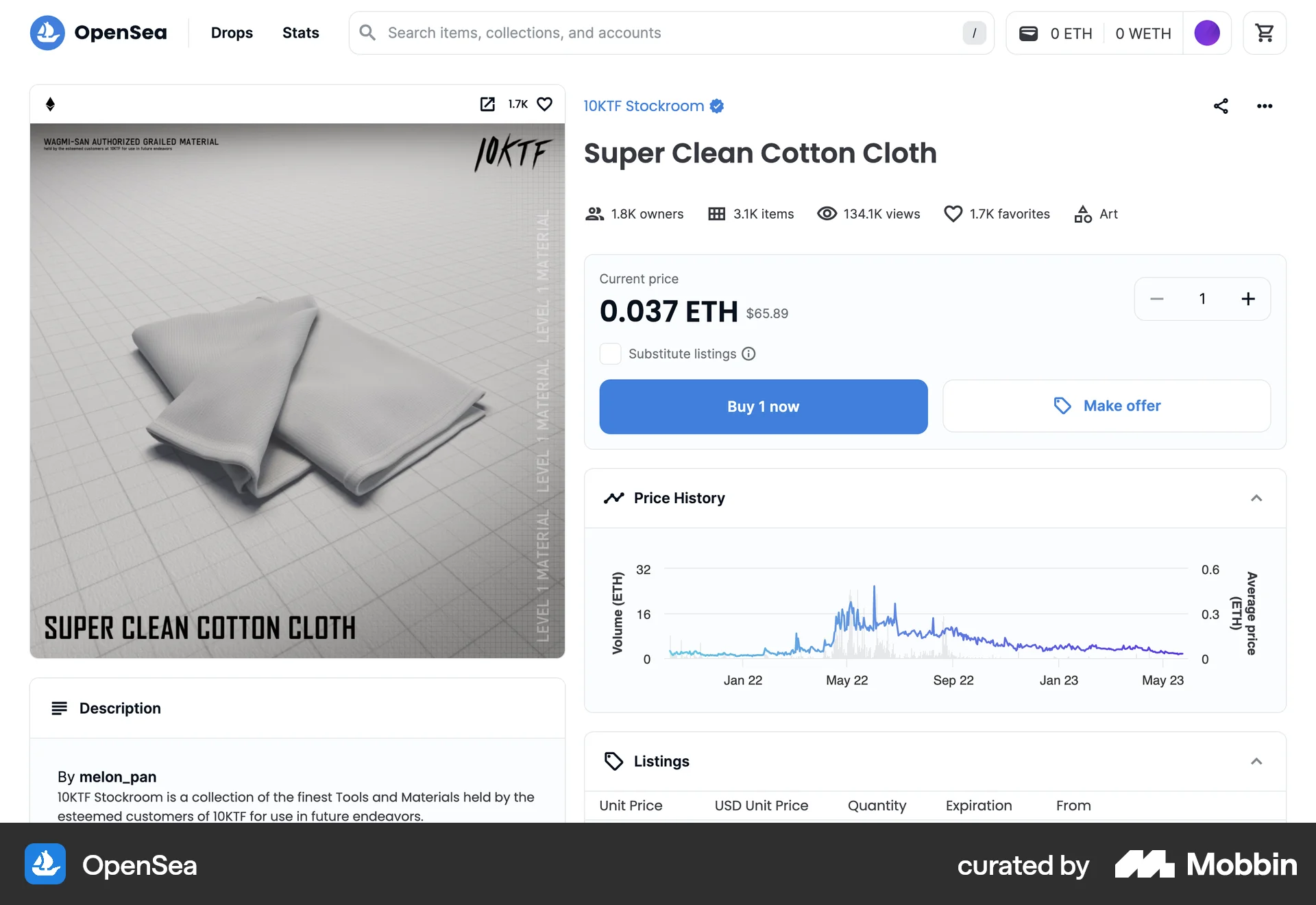 OpenSea Web Product Detail screen