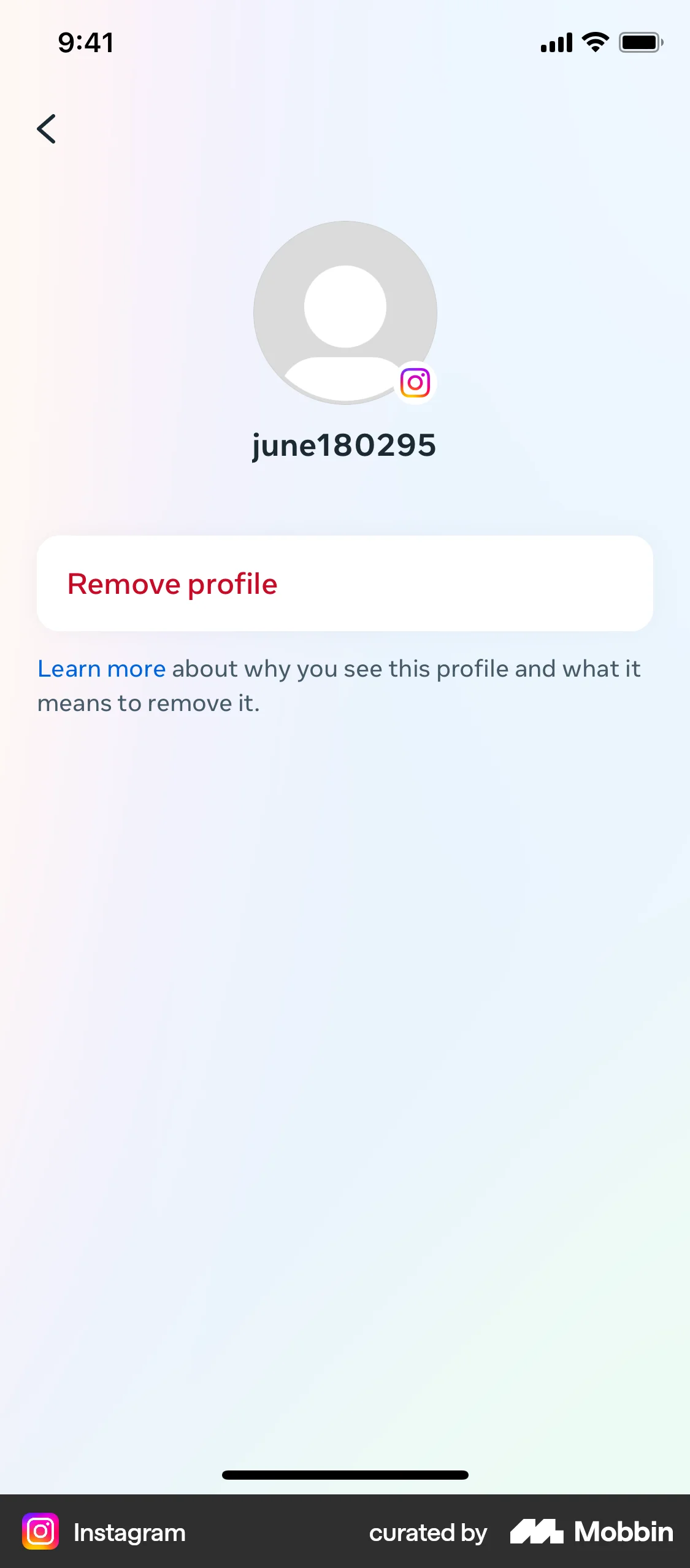 Instagram iOS Delete screen