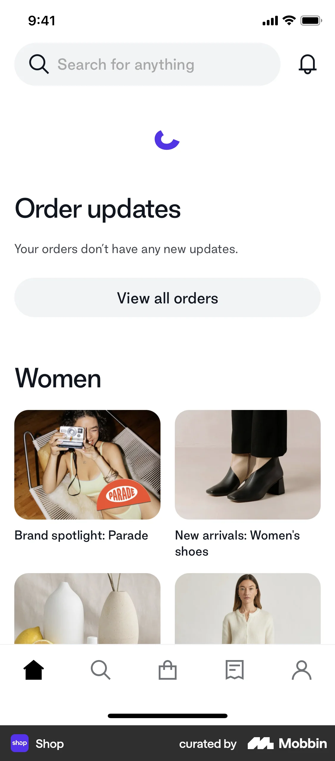 Shop iOS Pull to Refresh screen