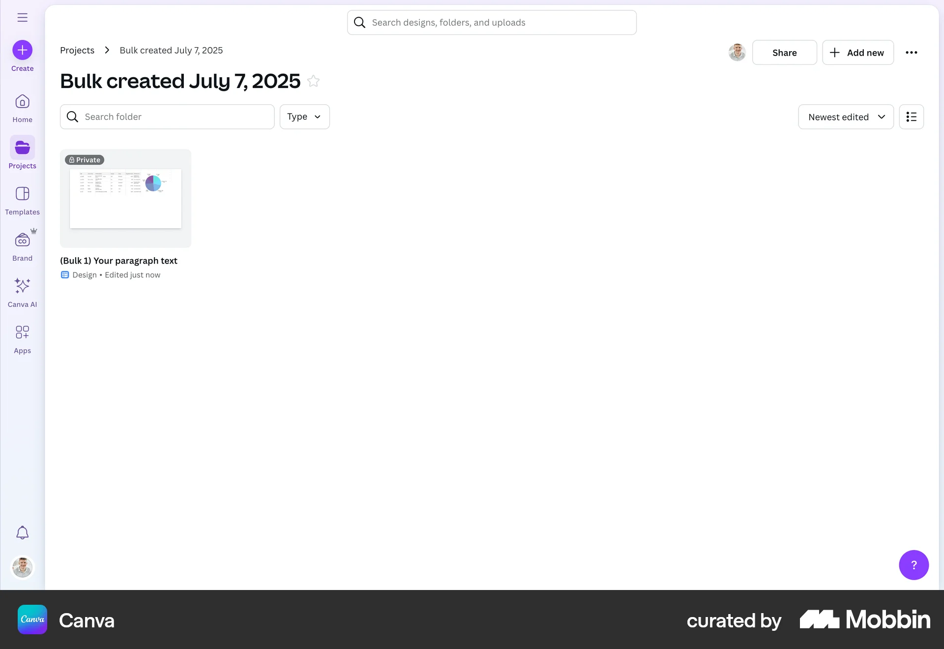 Canva Web Date & Time screen