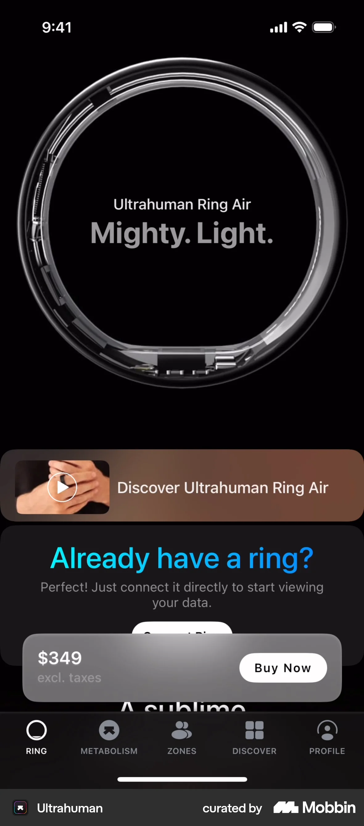 Ultrahuman iOS Welcome & Get Started screen