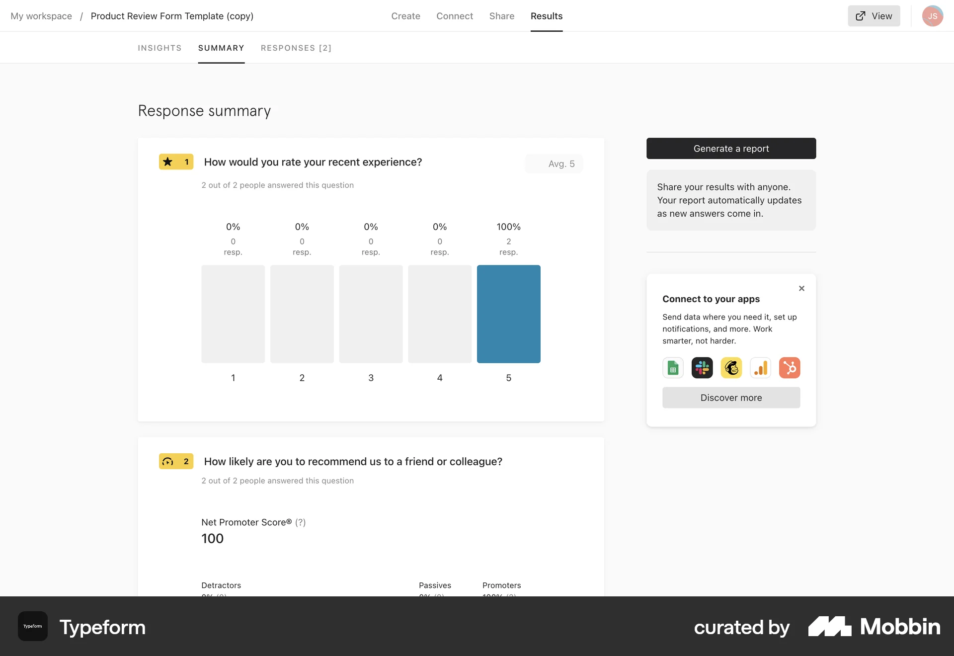 Typeform Web Internal Tool screen
