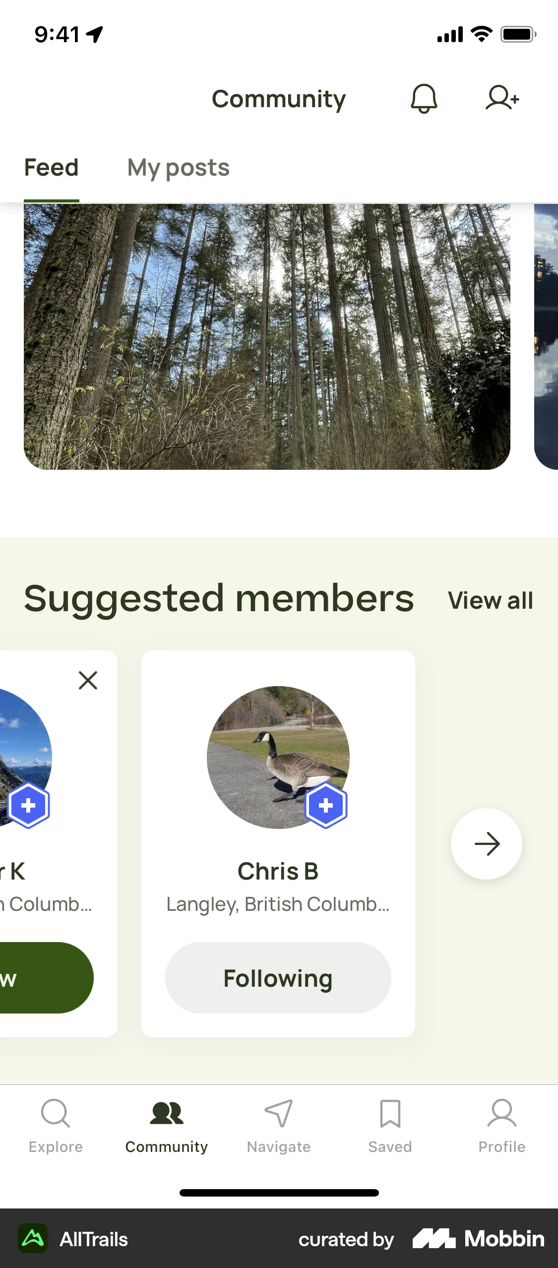 AllTrails iOS Follow & Subscribe screen