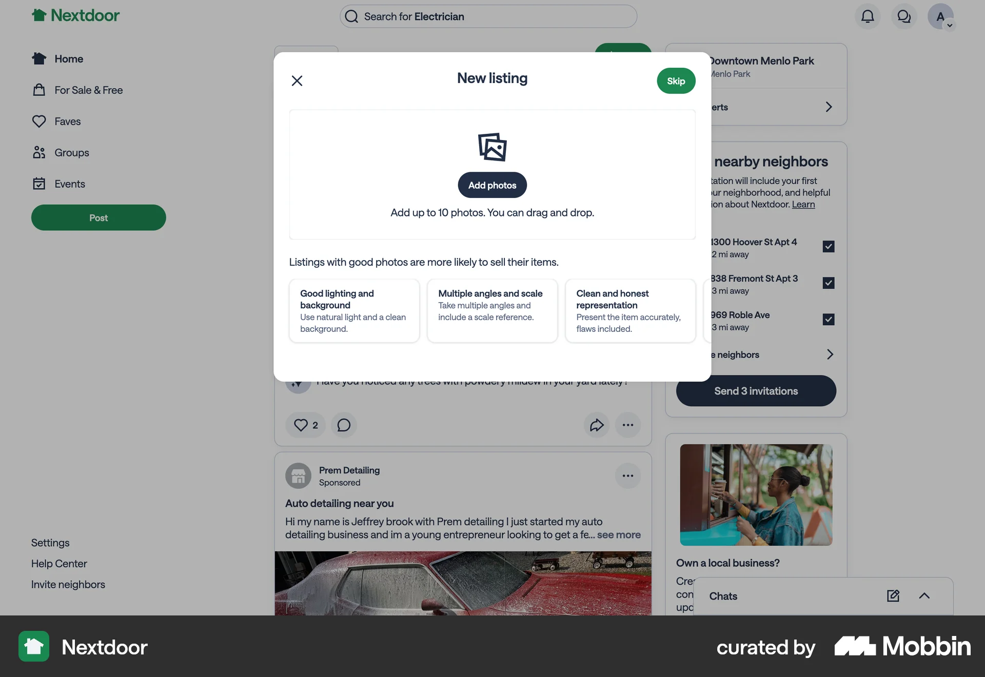 Nextdoor Web Upload & Download screen