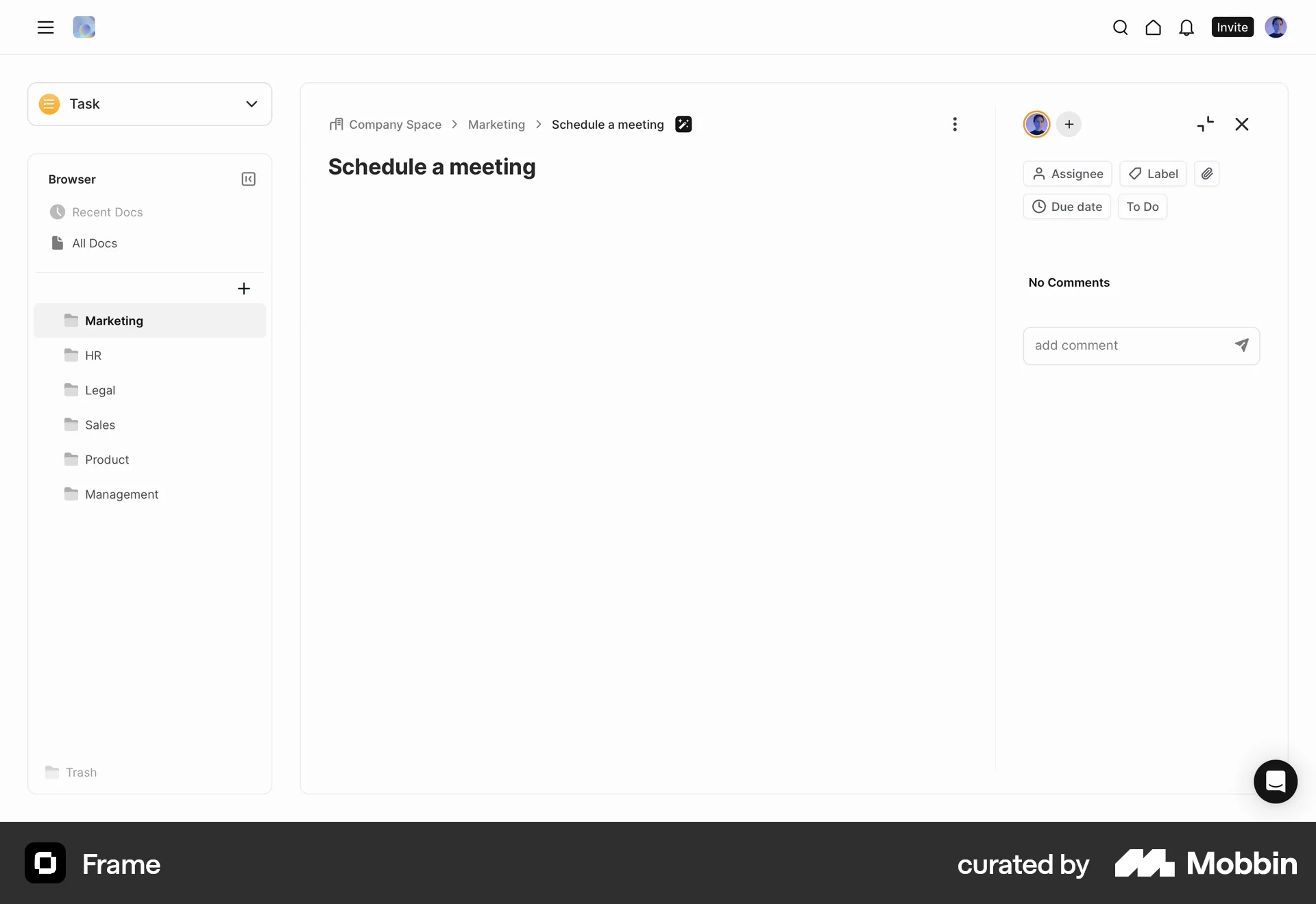 Frame Web screen containing Breadcrumbs UI element