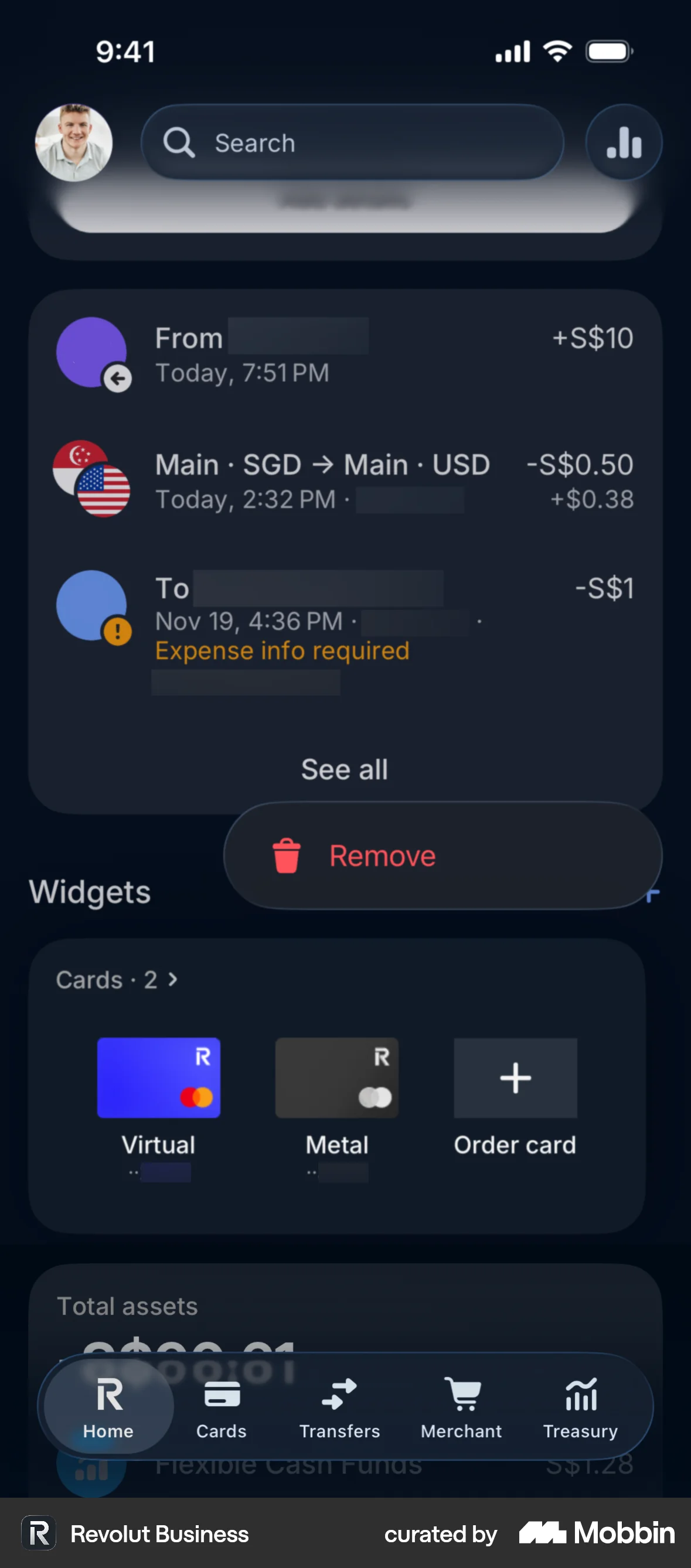 Revolut Business iOS Glassmorphism screen