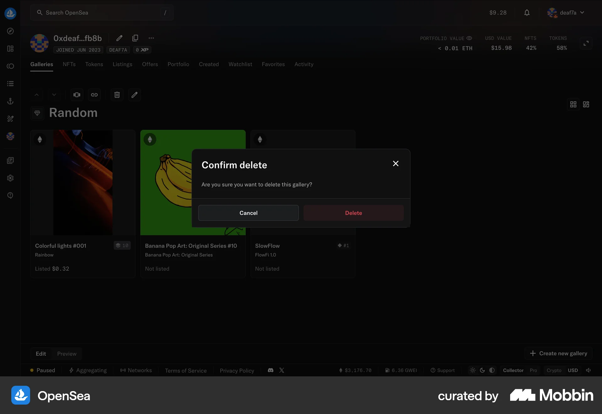 OpenSea Web Confirmation screen