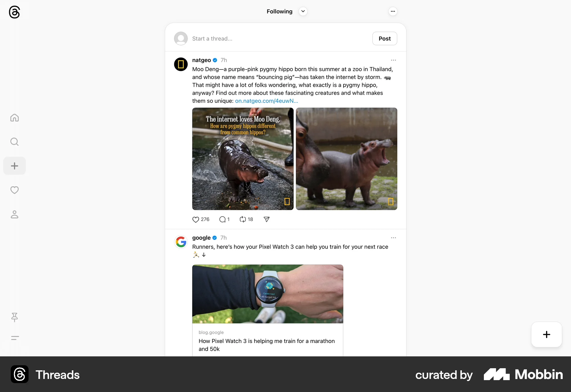 Threads Web Social Feed screen
