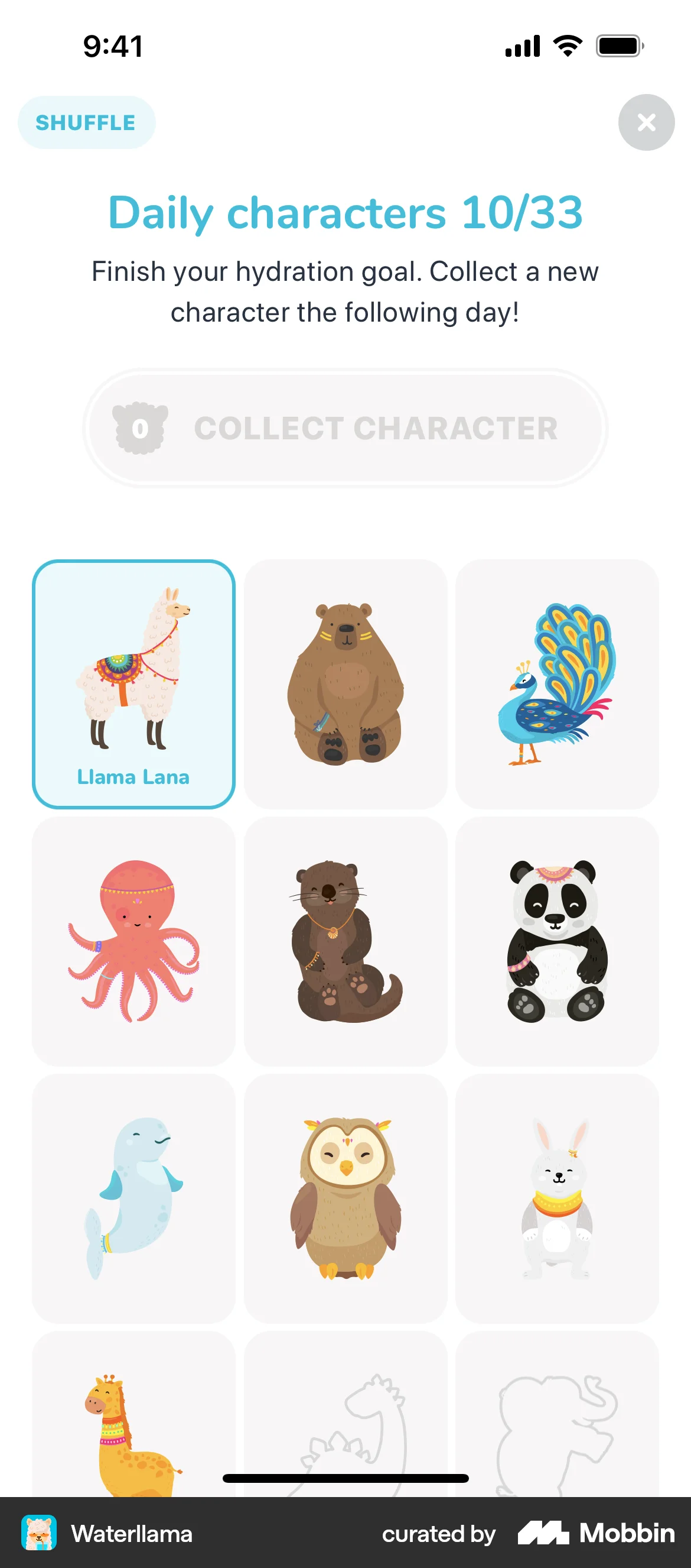 Waterllama iOS Game UI screen
