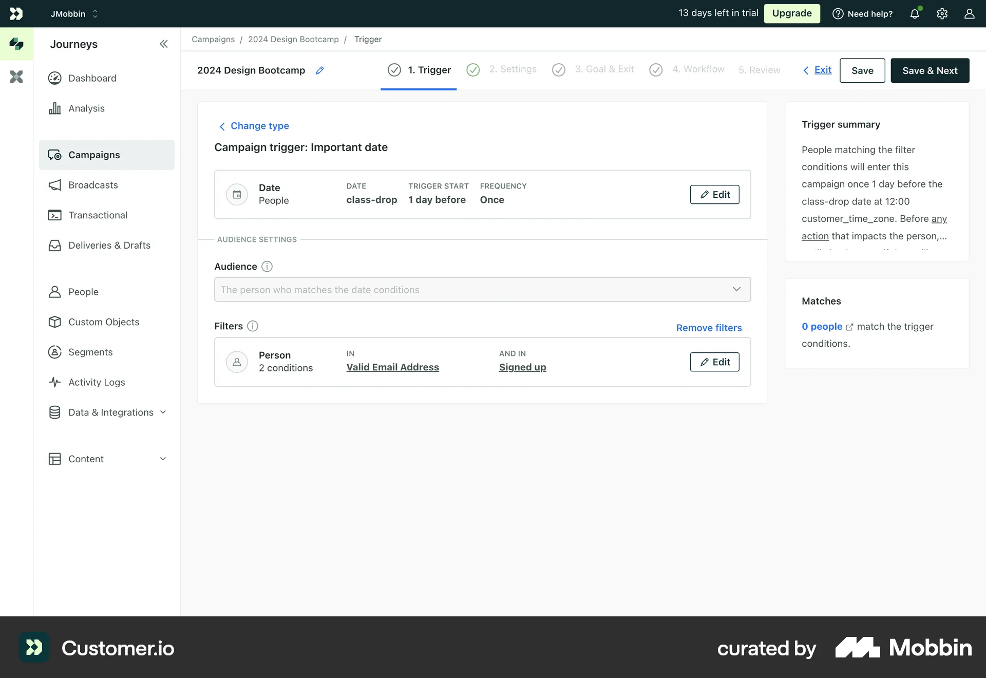 Customer.io Web Multi-Column Layout screen