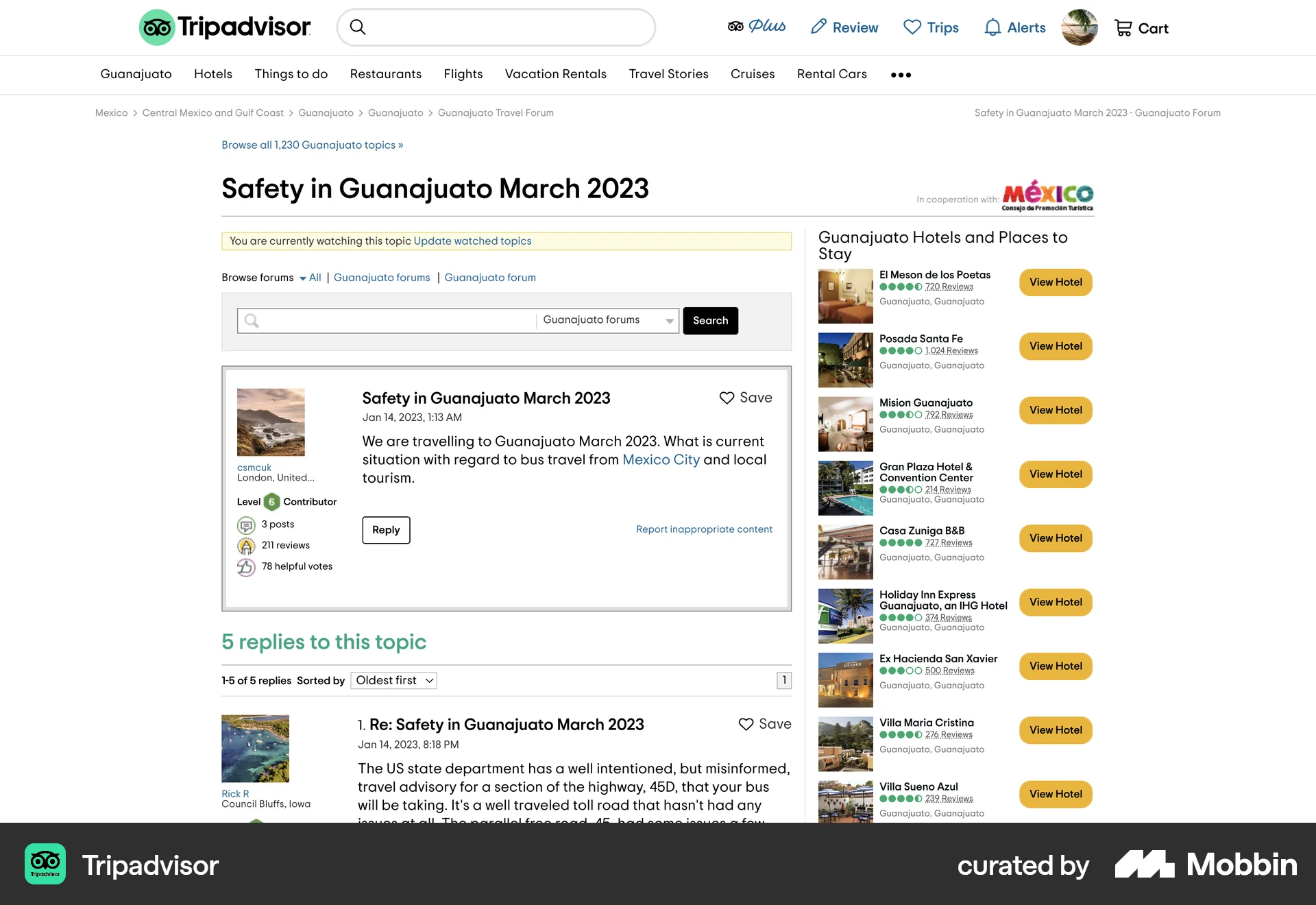 Tripadvisor Web Follow & Subscribe screen