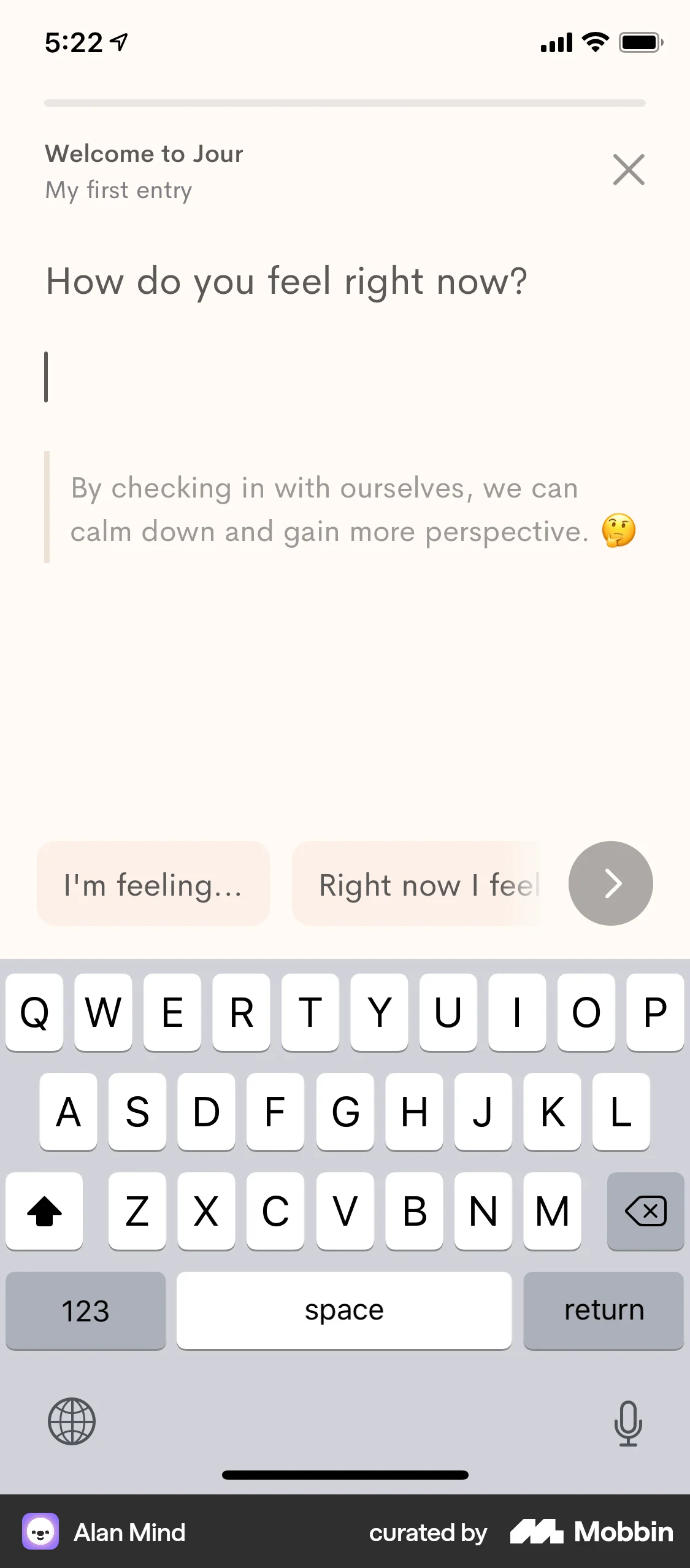 Alan Mind iOS Note Detail screen