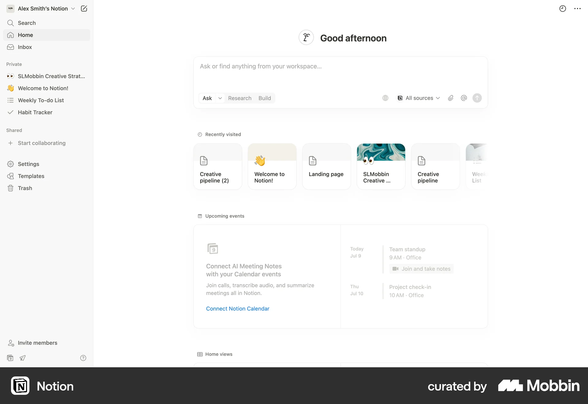 Notion Web Collaboration App screen