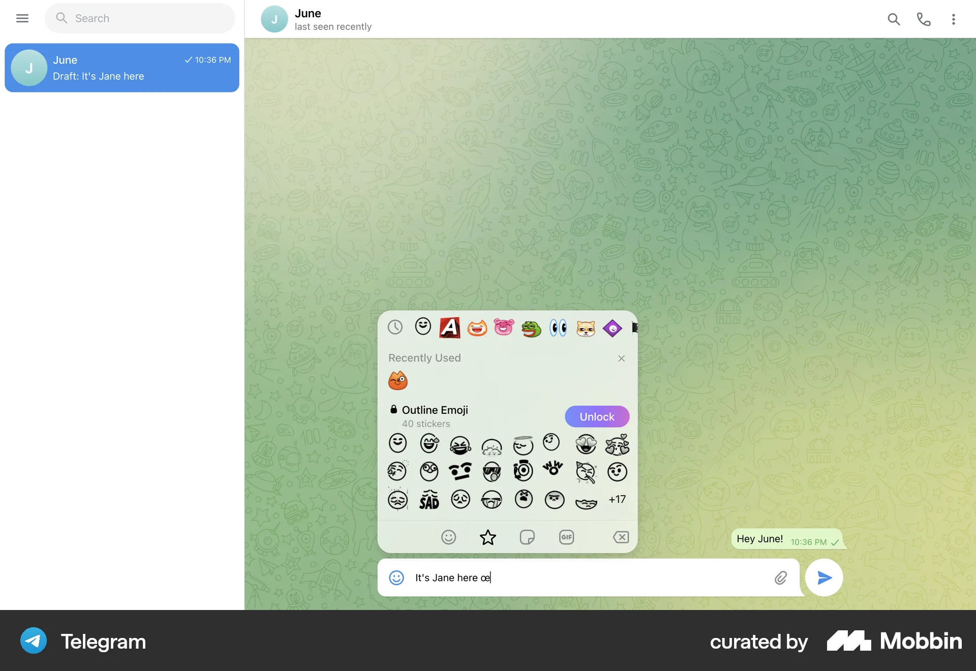 Telegram Web Communication App screen