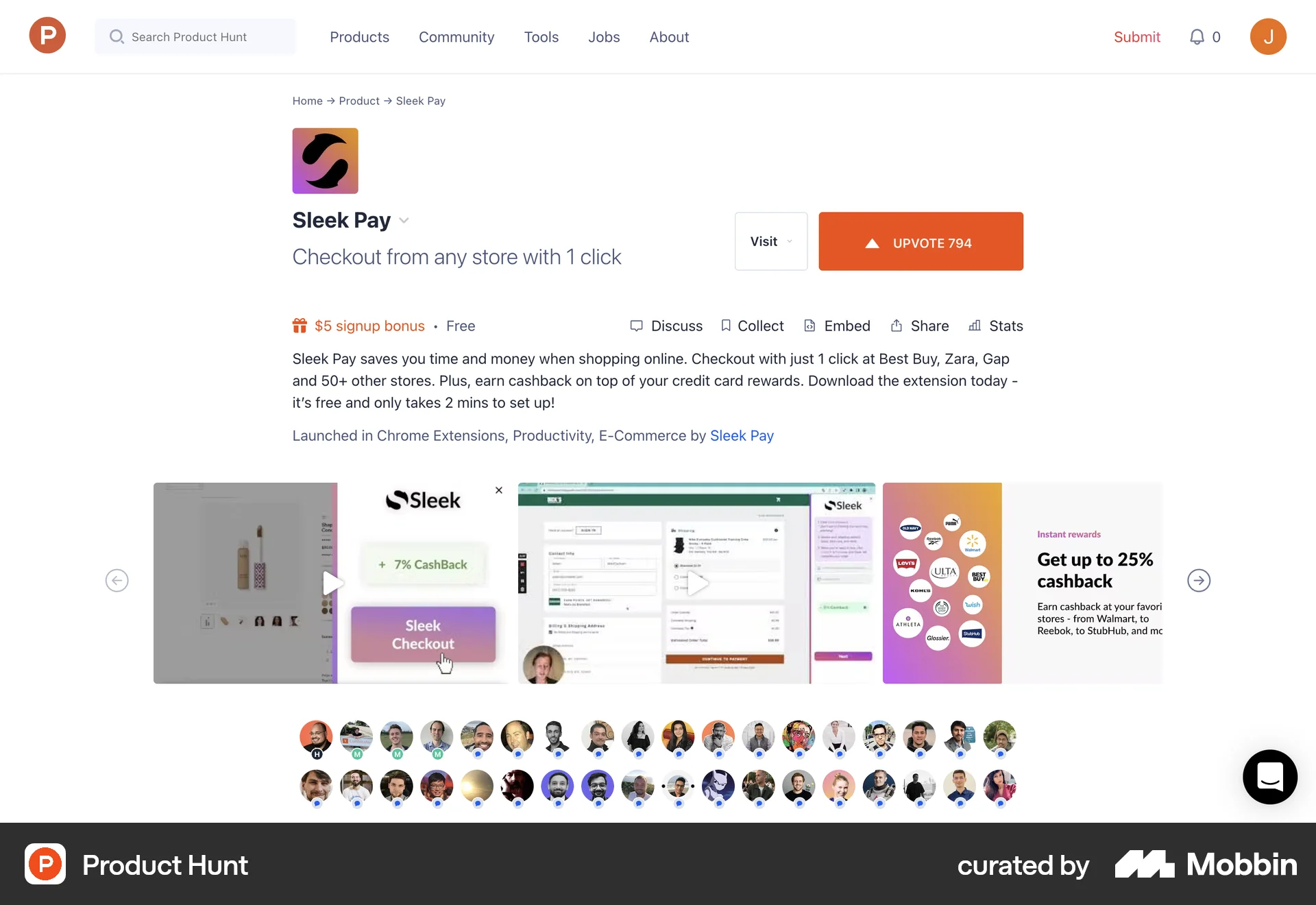 Product Hunt Web Other Content screen
