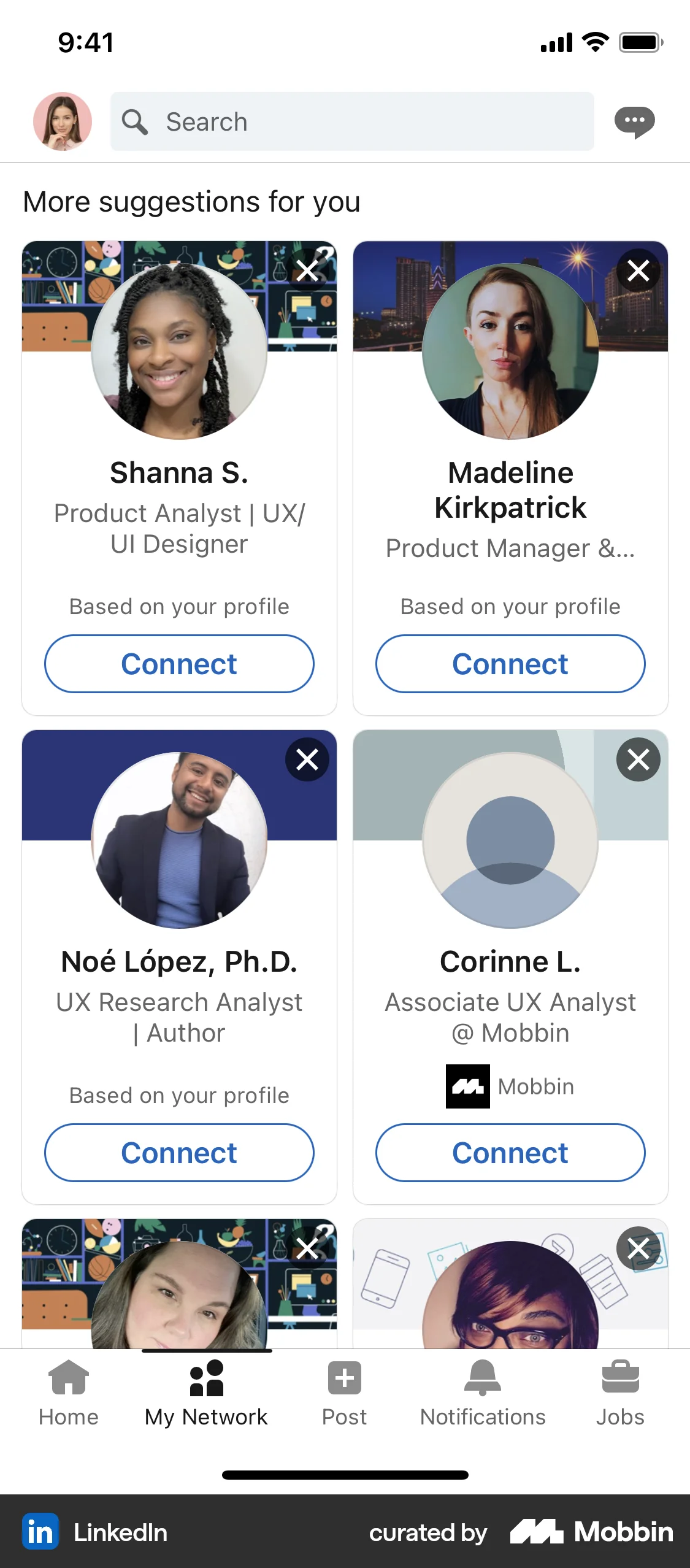 LinkedIn iOS Follow & Subscribe screen