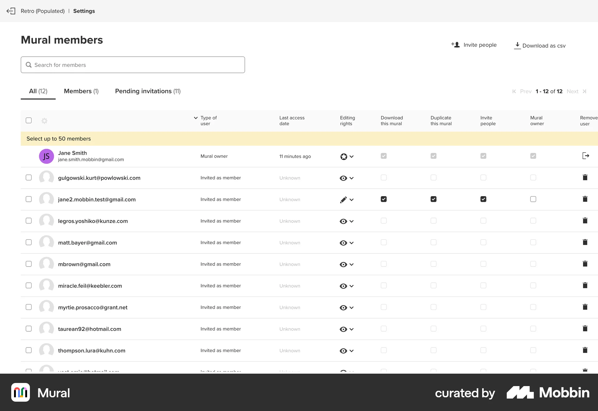 Mural Web screen containing Pagination UI element