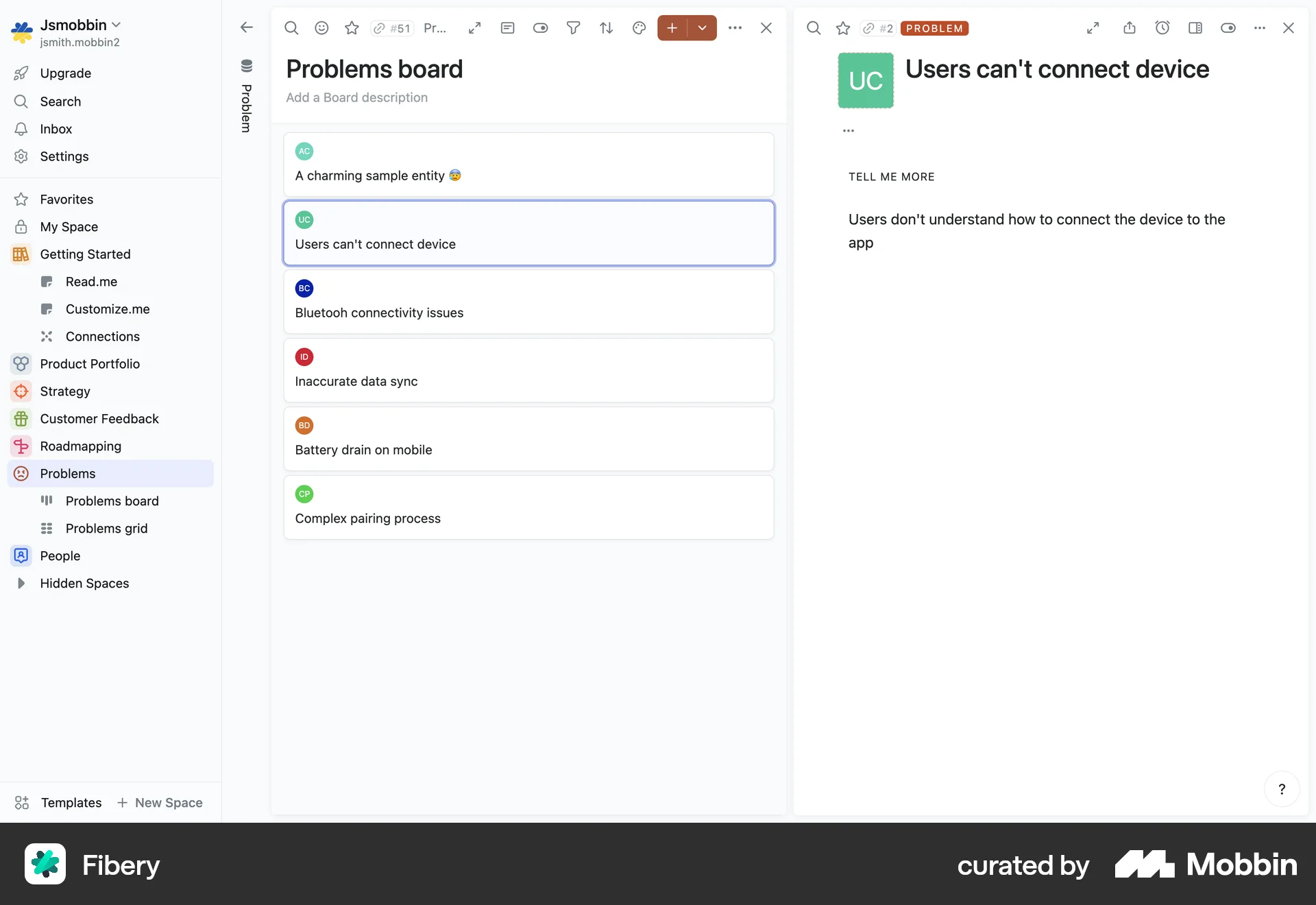 Fibery Web Note Detail screen