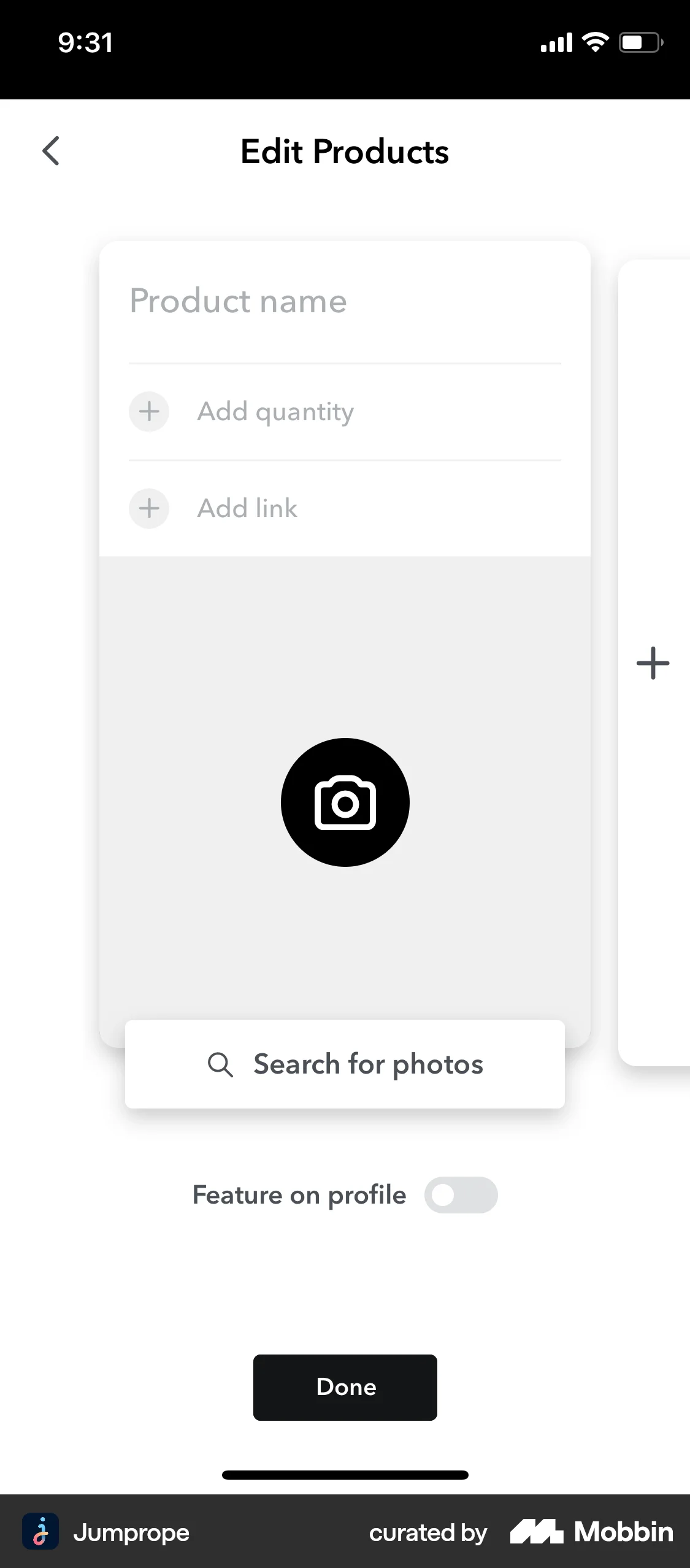 Jumprope iOS Photo & Video App screen