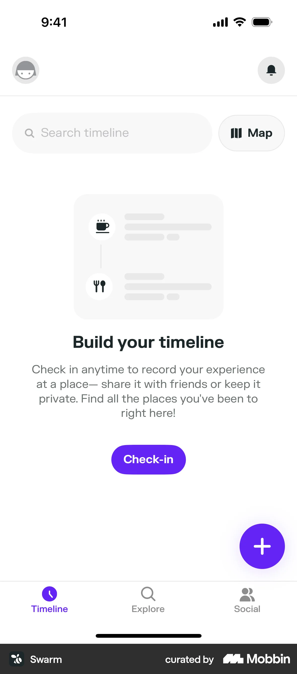 Swarm iOS Timeline & History screen