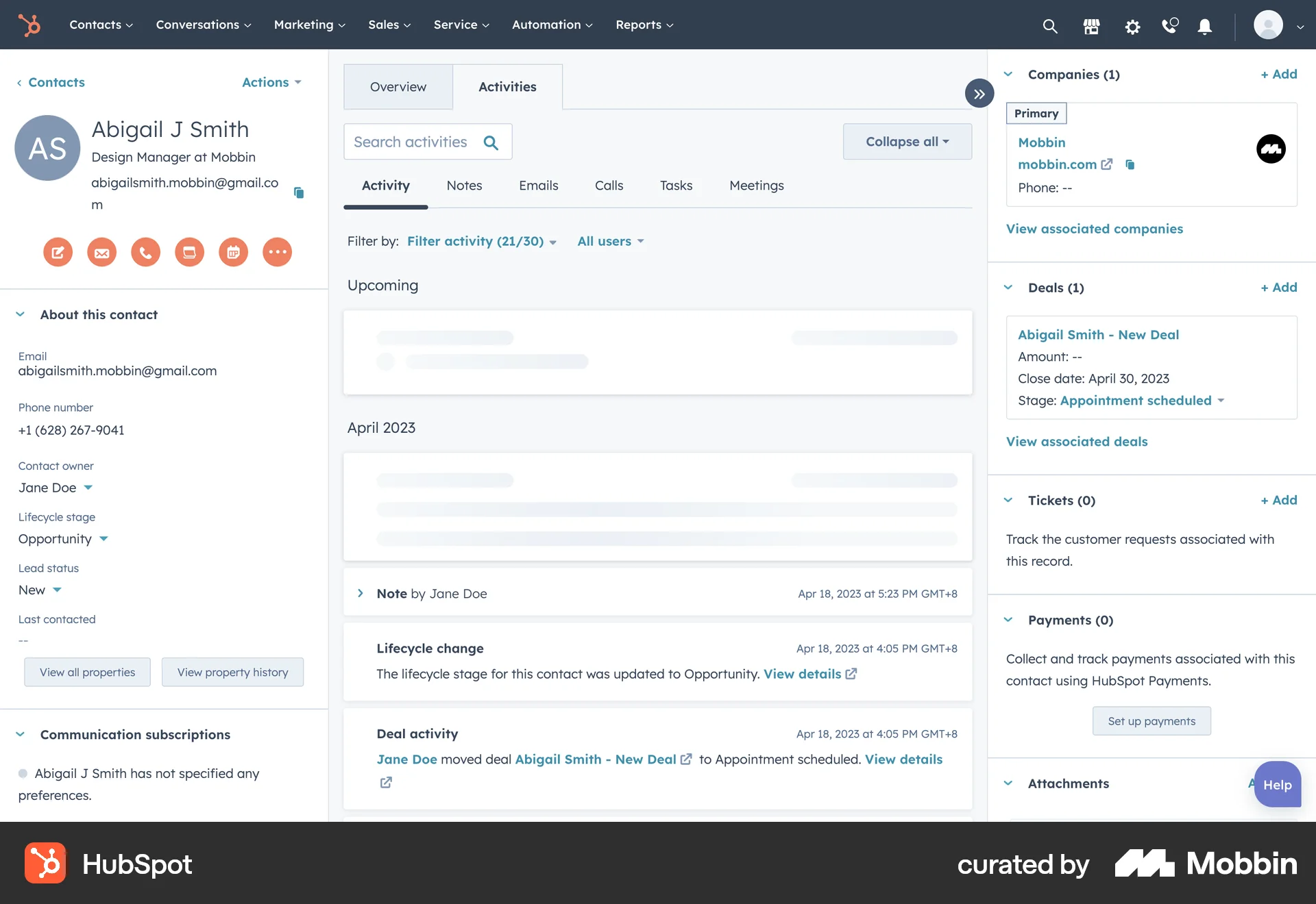 Hubspot Creating Task HubSpot Web Creating a follow up task Flow | Mobbin