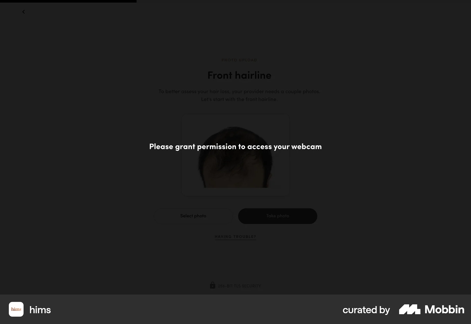 Hims Web Permission screen