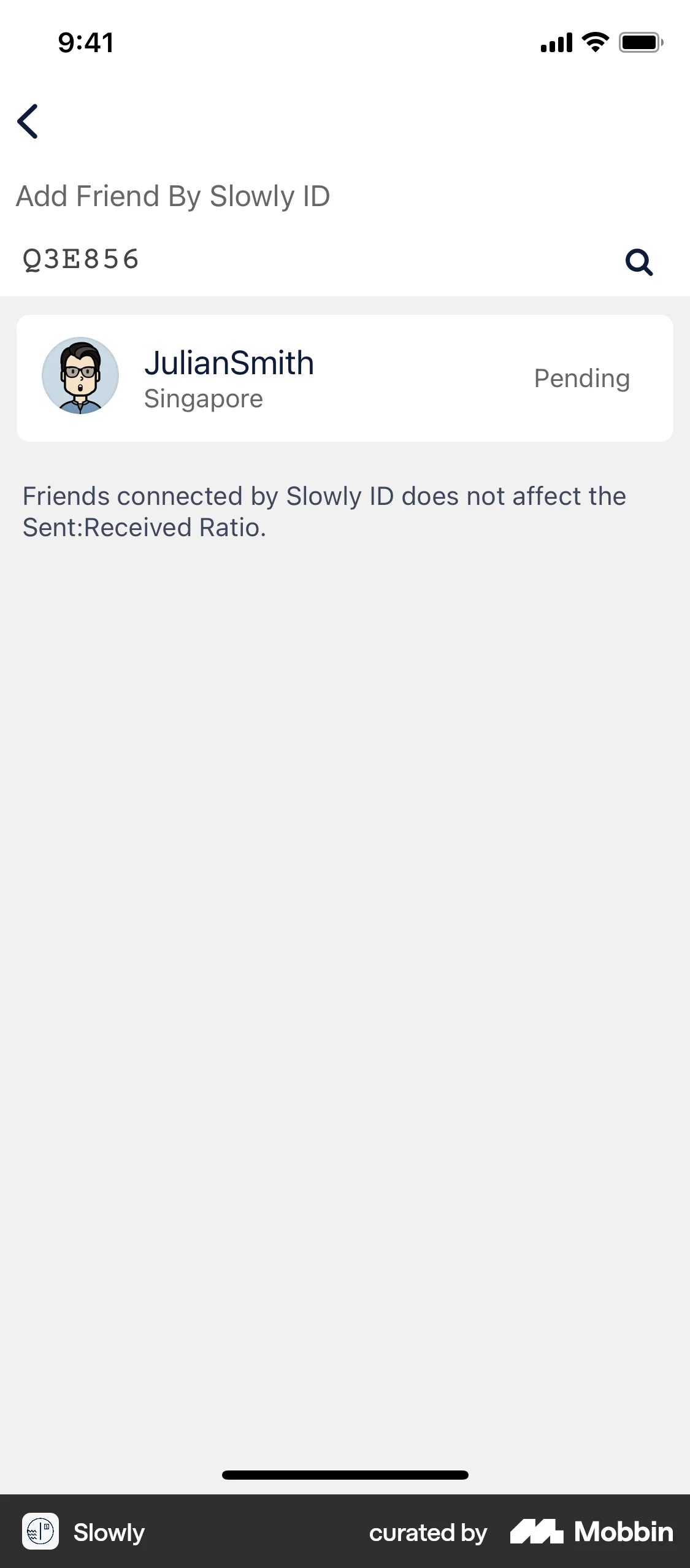 Slowly iOS Invite & Refer Friends screen