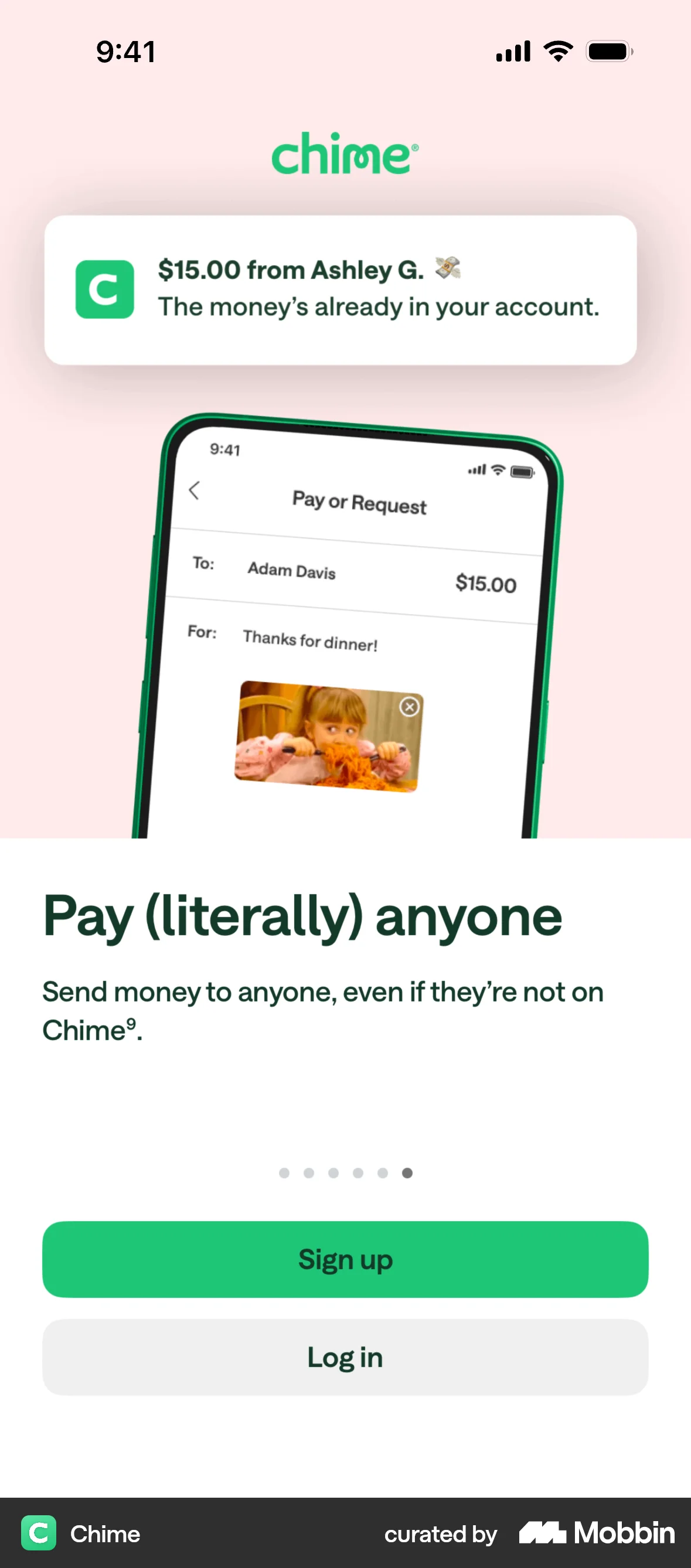Chime Onboarding screen