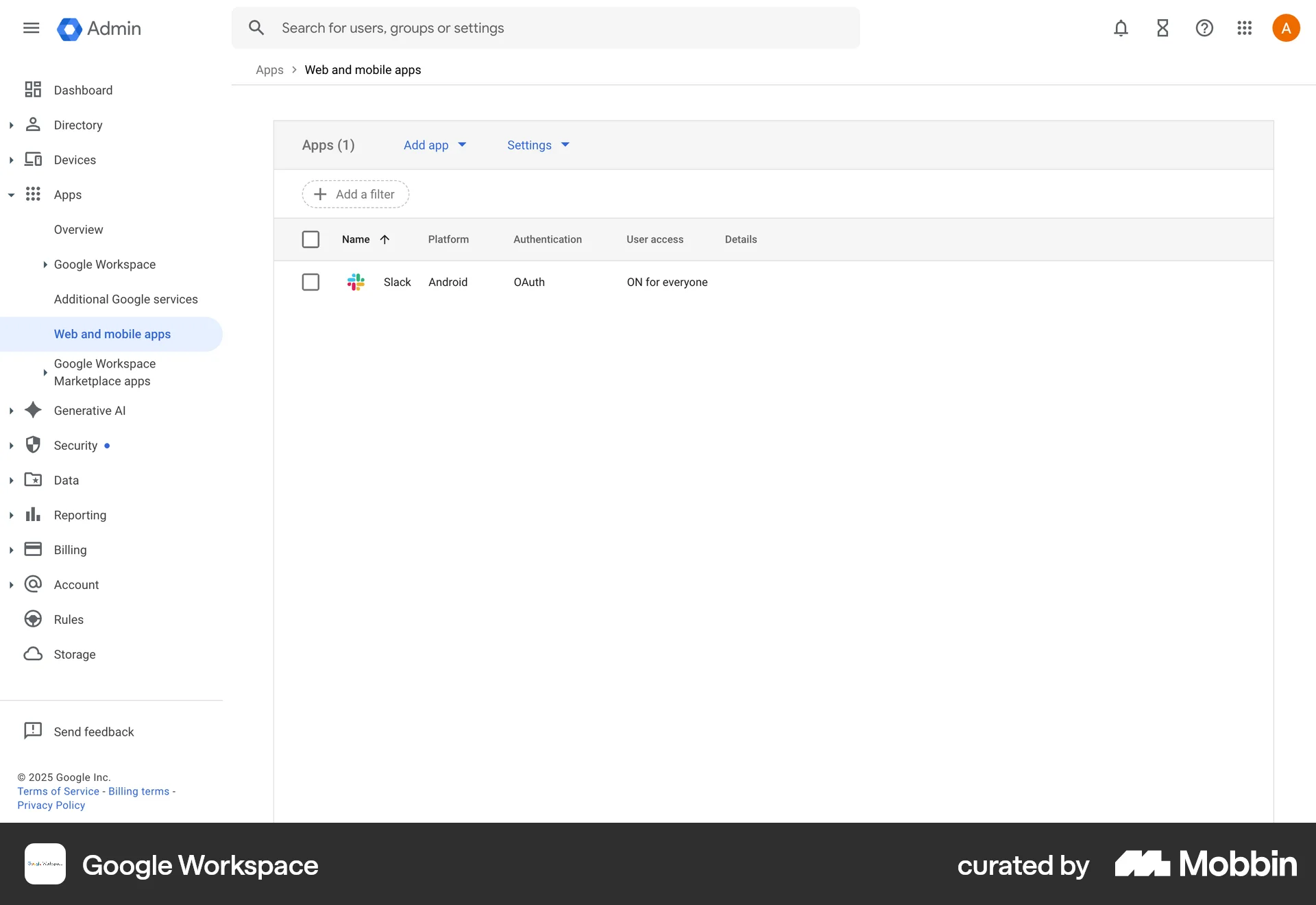 Google Workspace Web Admin UI screen