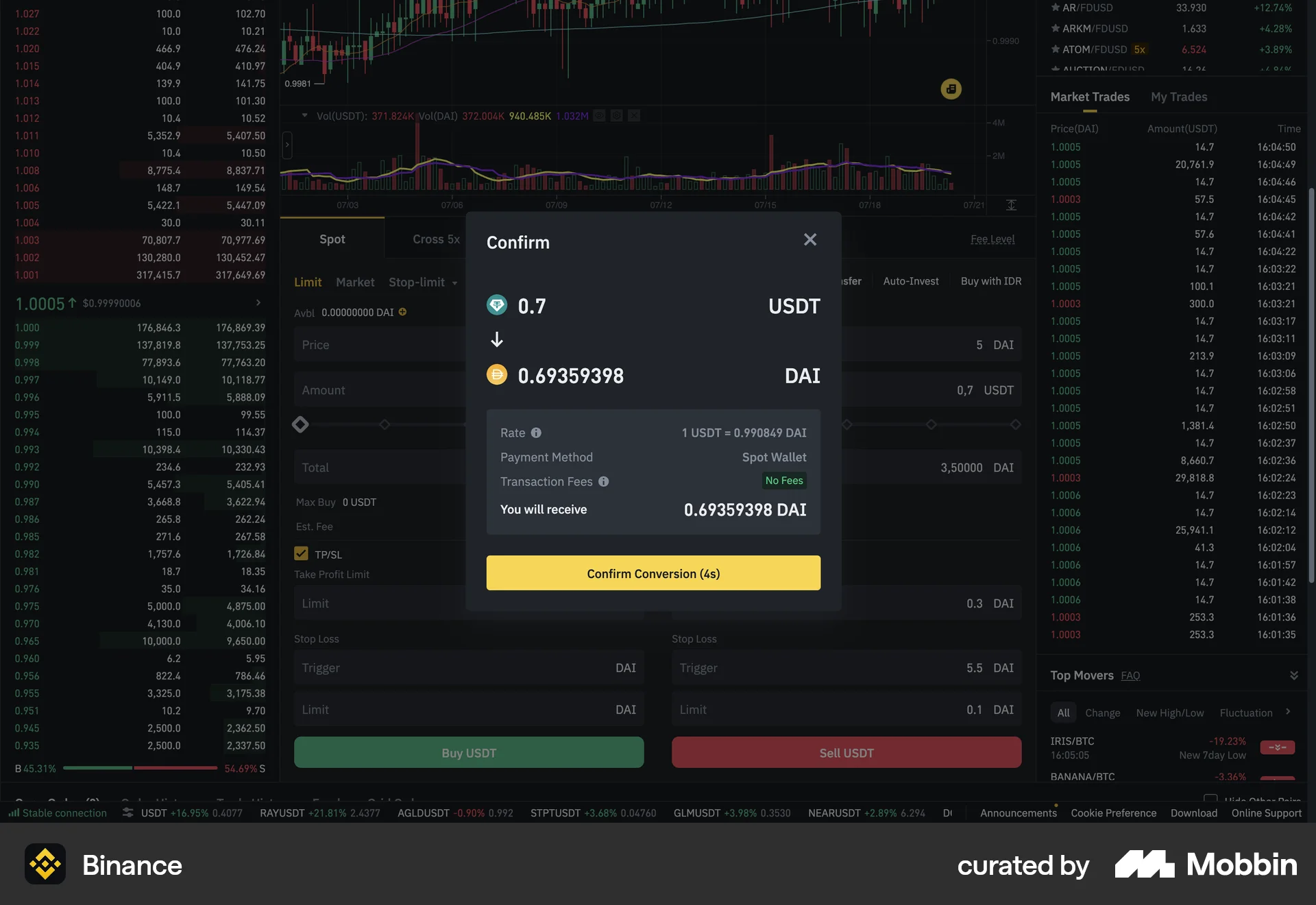 Binance Web Timer & Clock screen