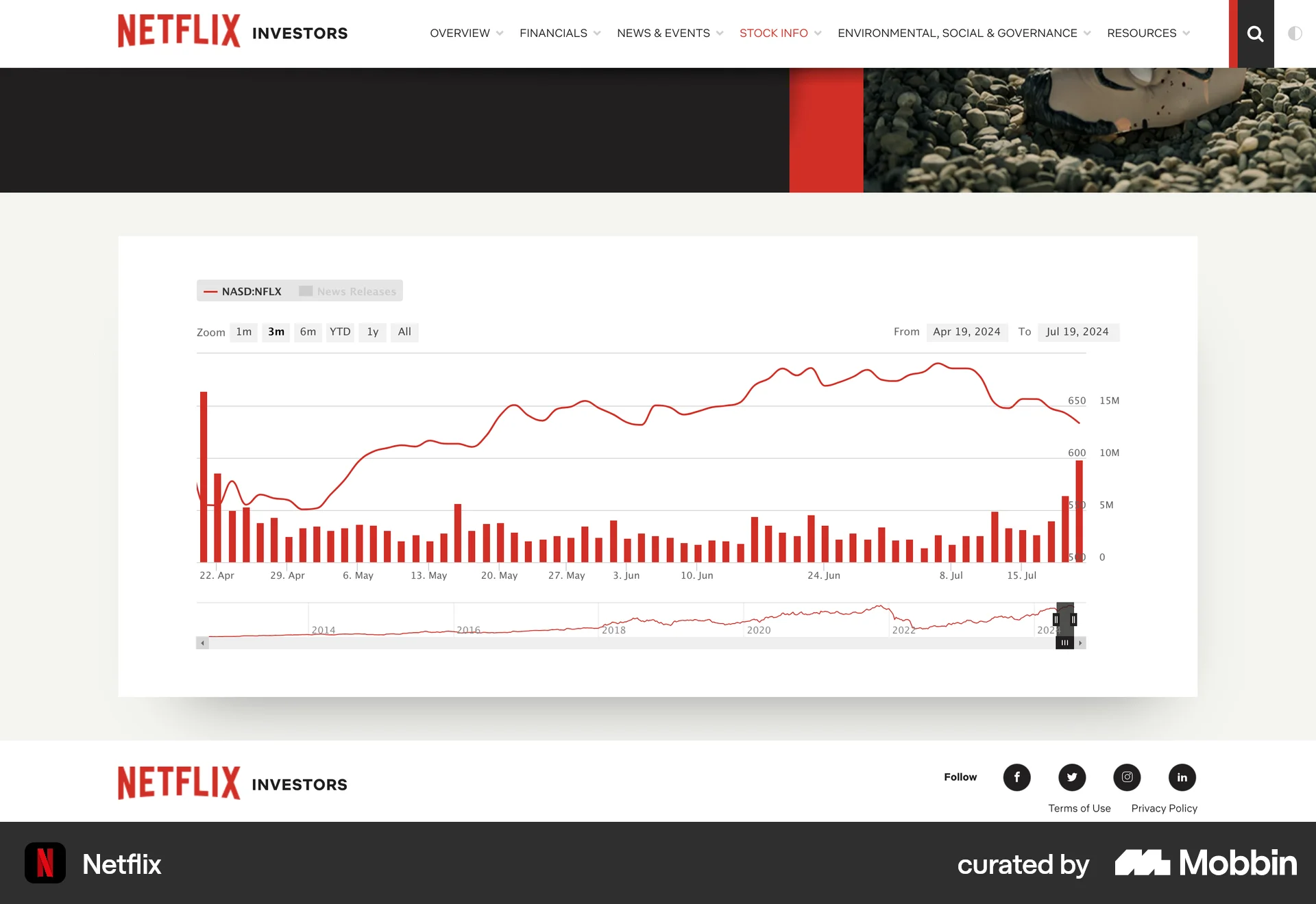 Netflix Web screen containing Segmented Control UI element