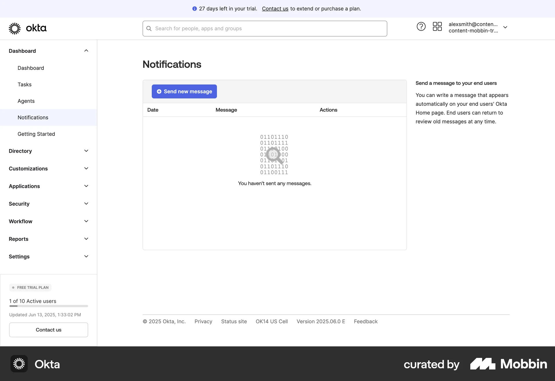 Okta Web Empty State screen