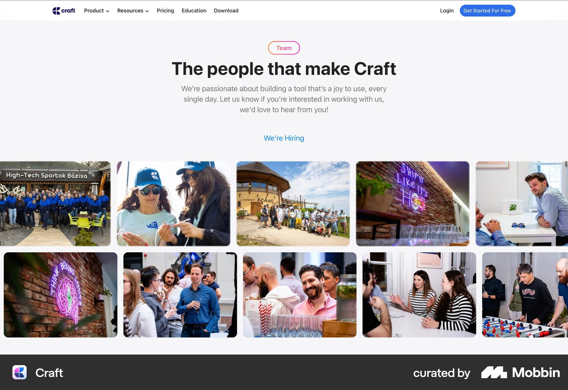 Craft Web screen containing Gallery UI element