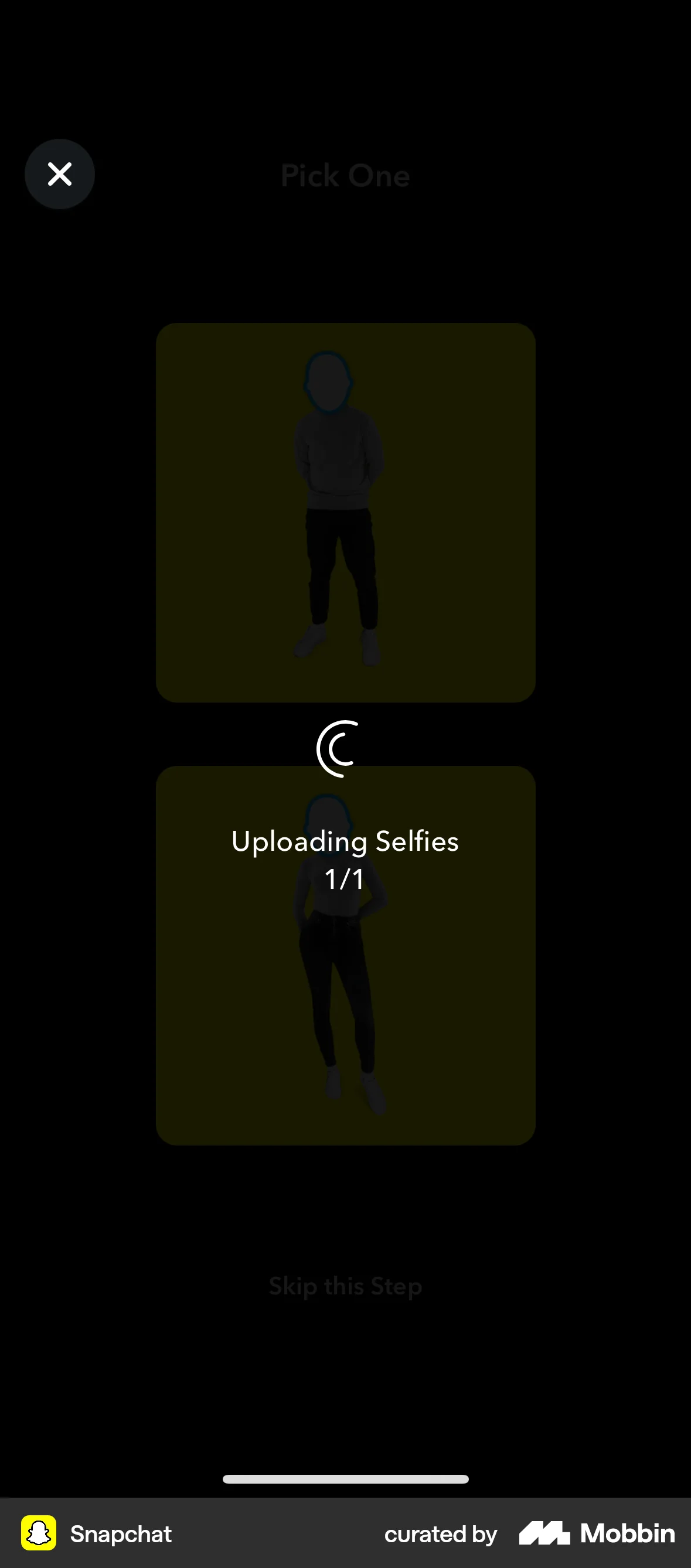 Snapchat iOS screen containing Loading Indicator UI element