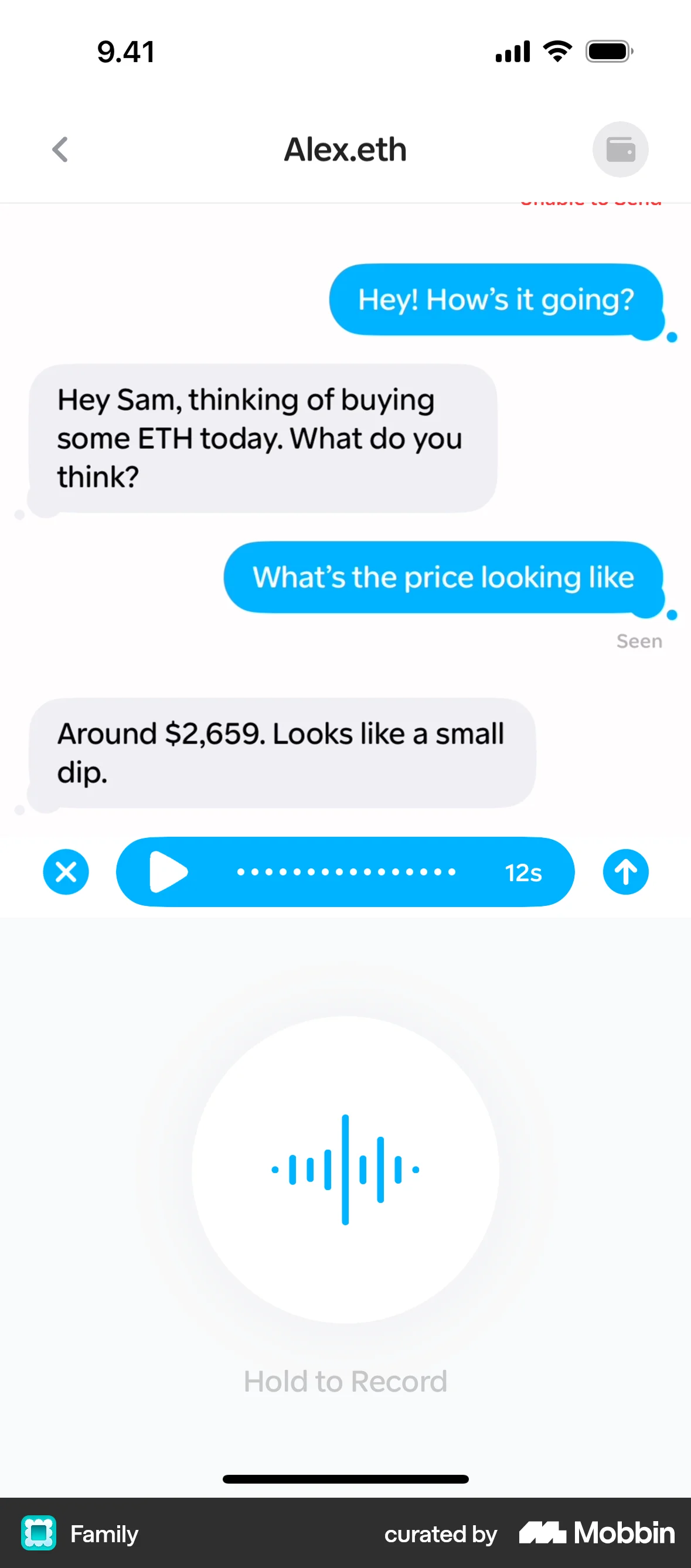 Family iOS Audio Player screen