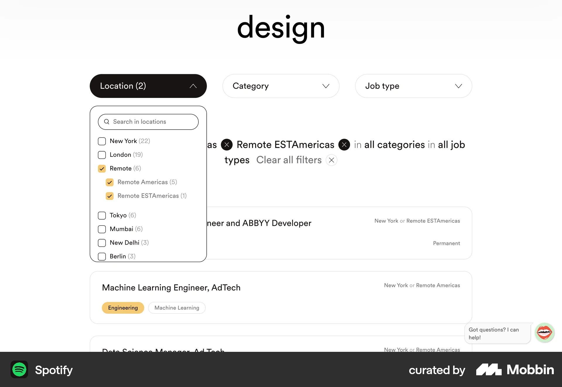Spotify Web screen containing Checkbox UI element