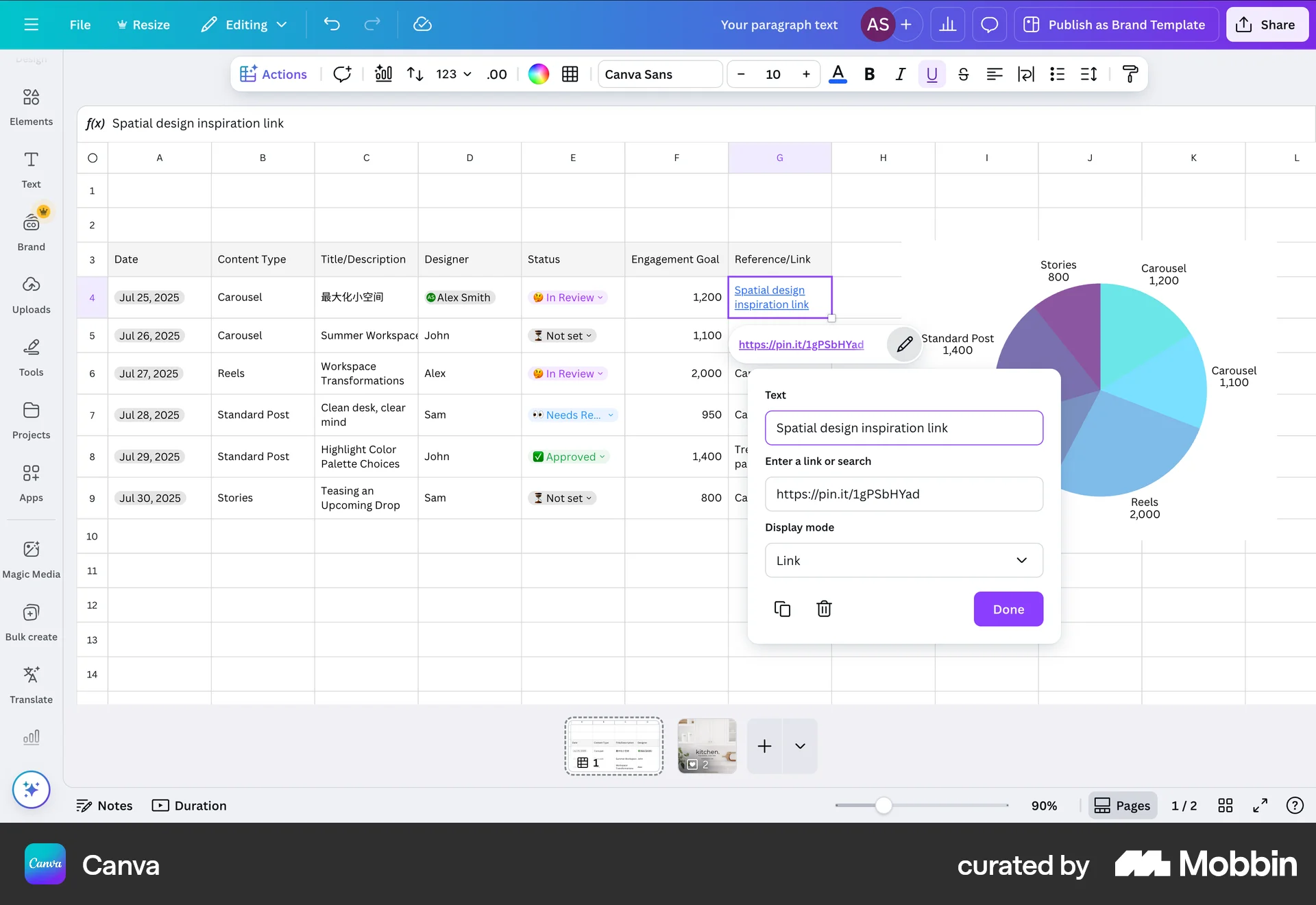 Canva Web Edit screen