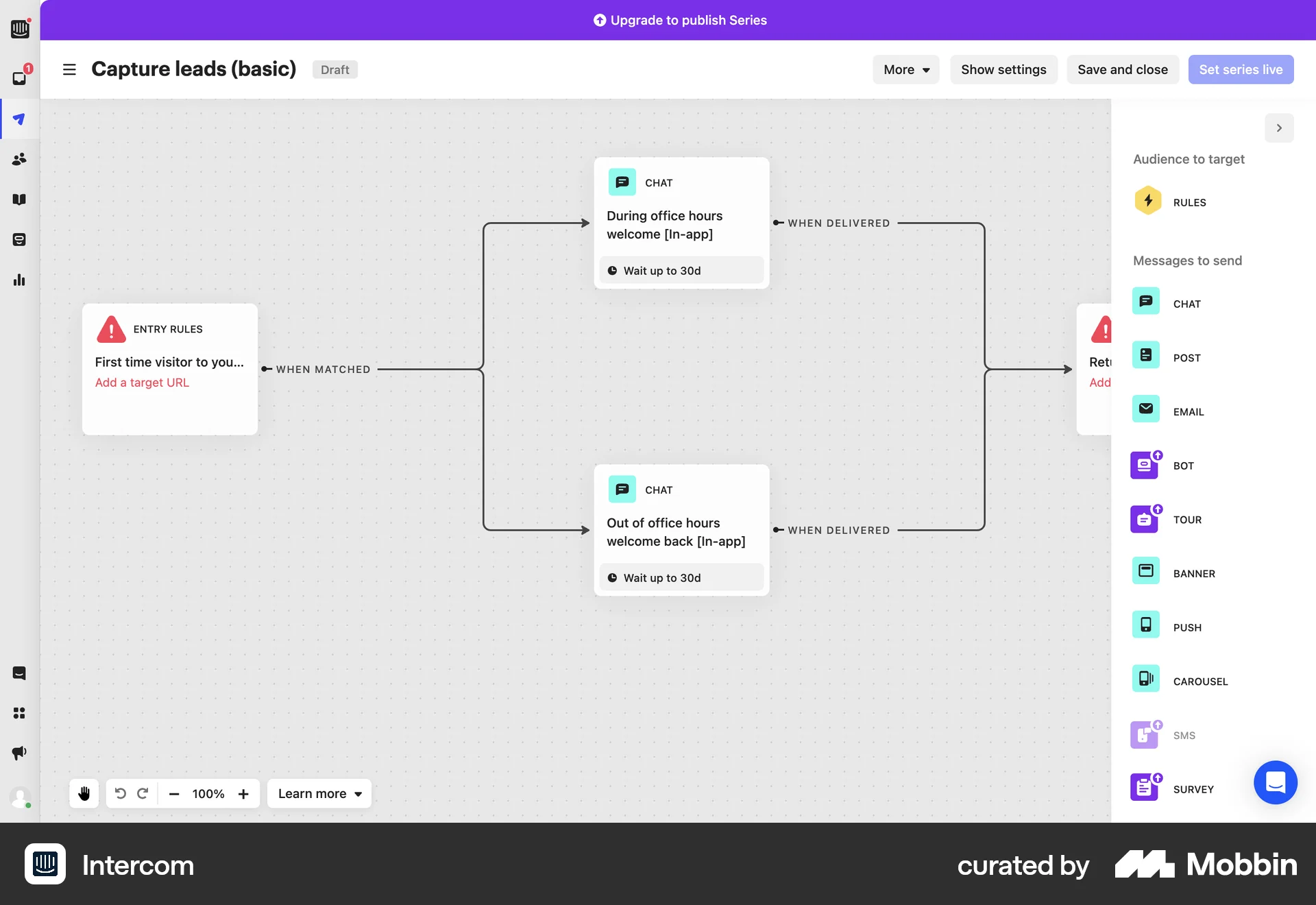 Intercom Web Canvas screen