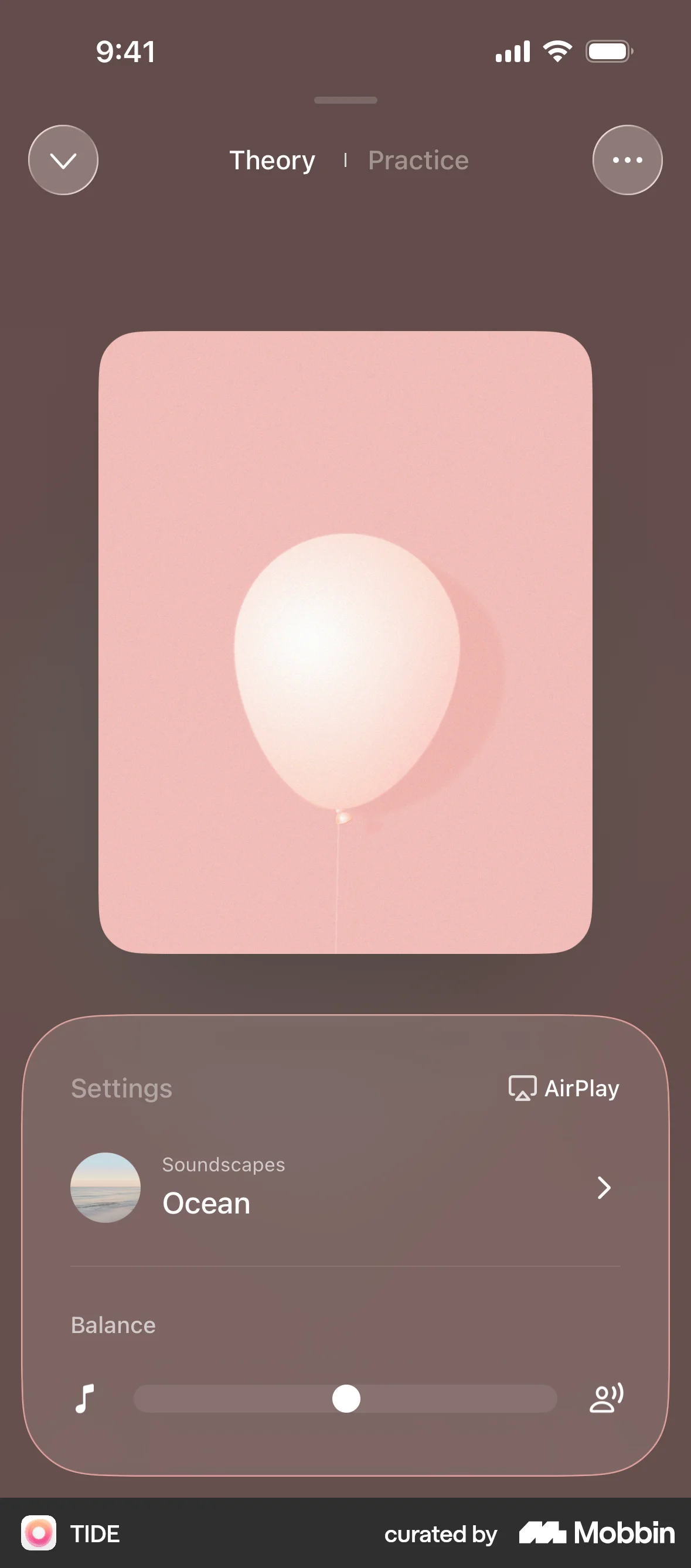TIDE iOS screen containing Slider UI element