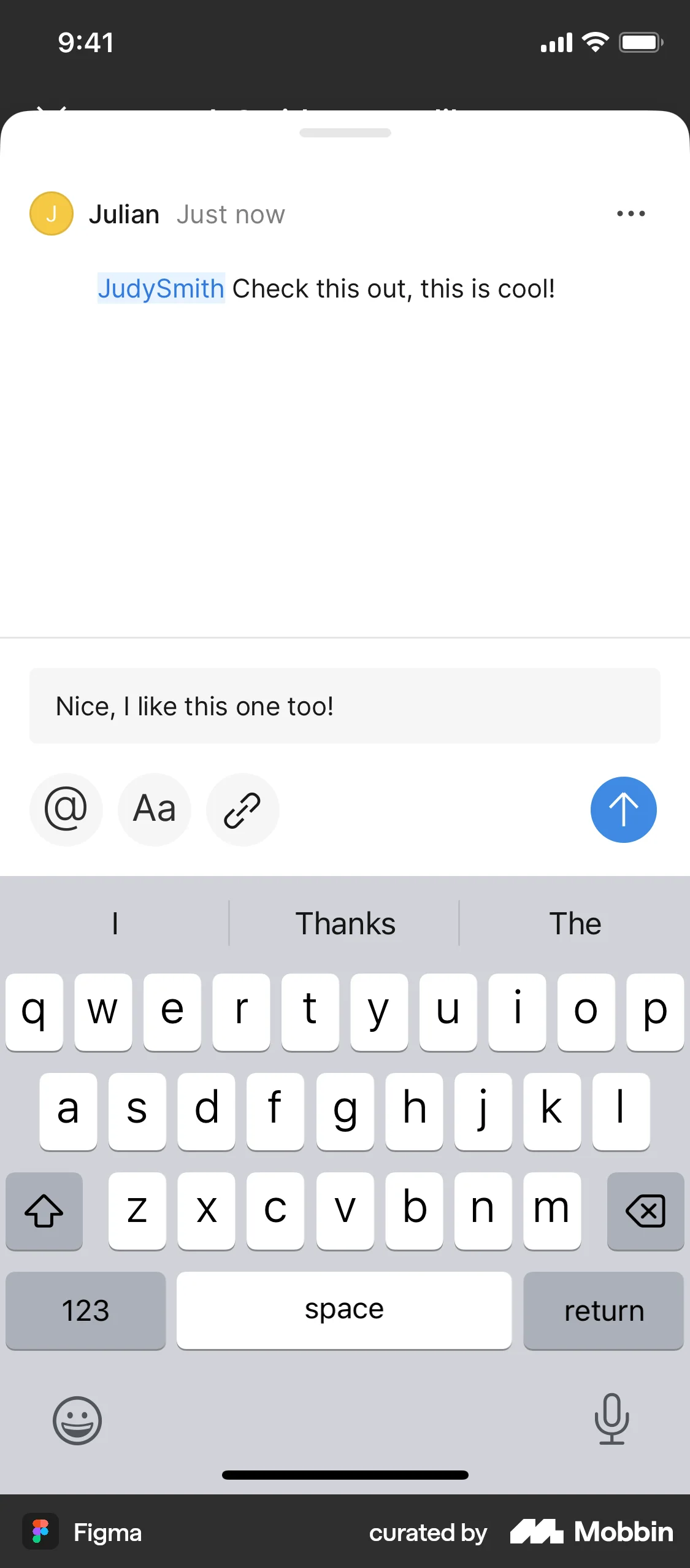 Figma iOS Comments screen