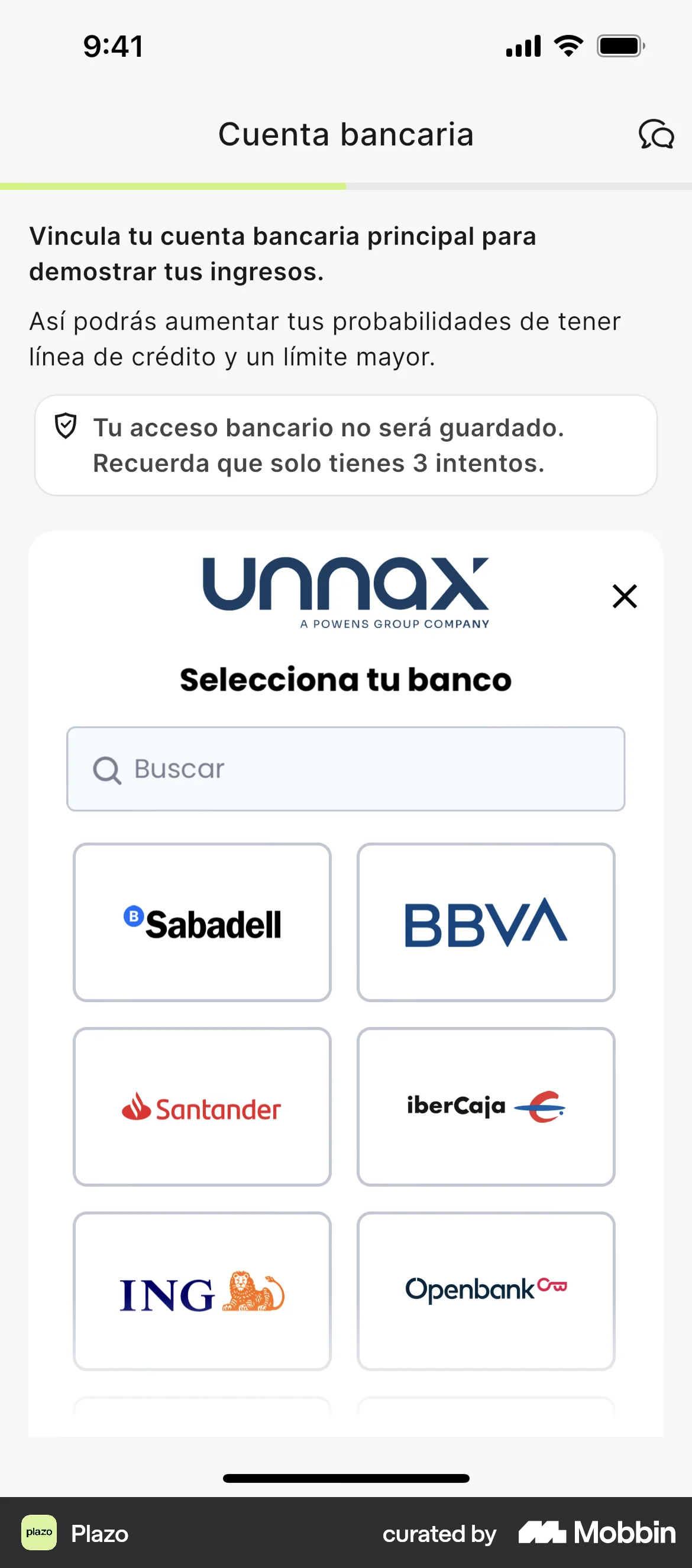 Plazo Onboarding screen