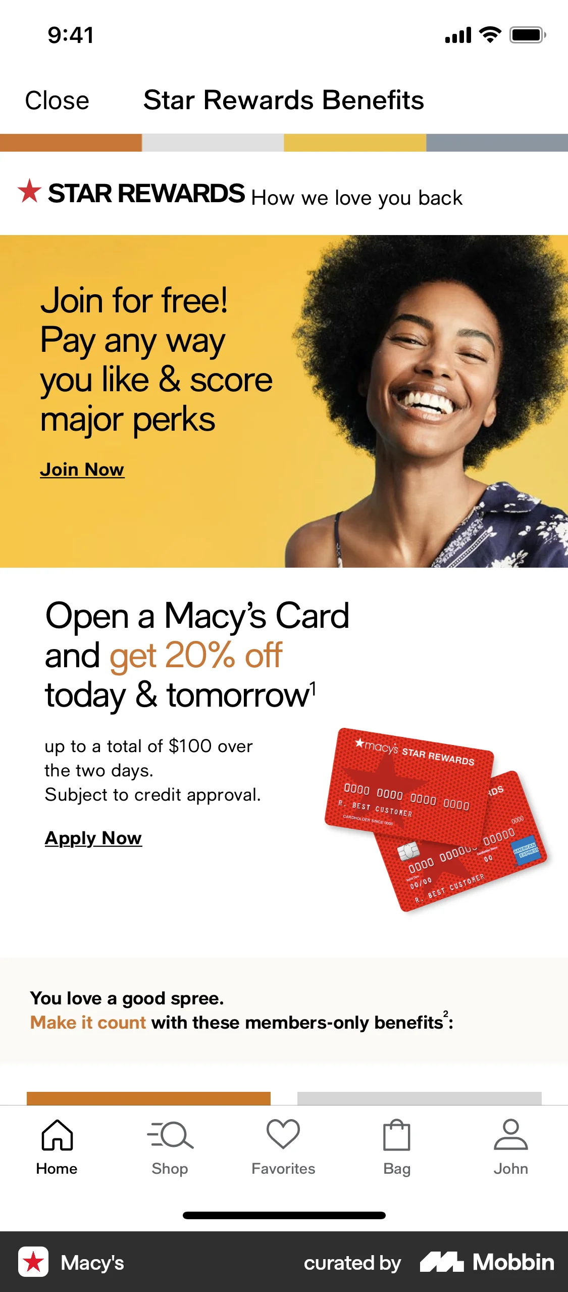 Macy's iOS Browser screen