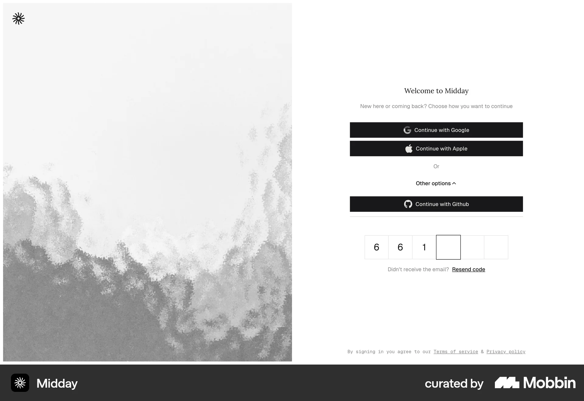 Midday Web screen containing Text Field UI element