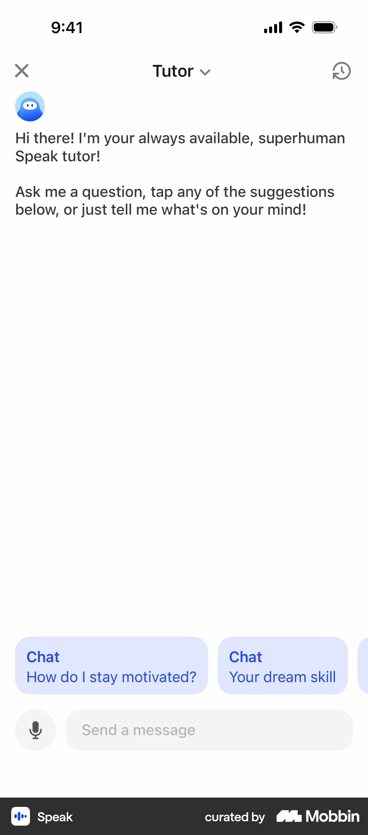 Speak iOS Empty State screen
