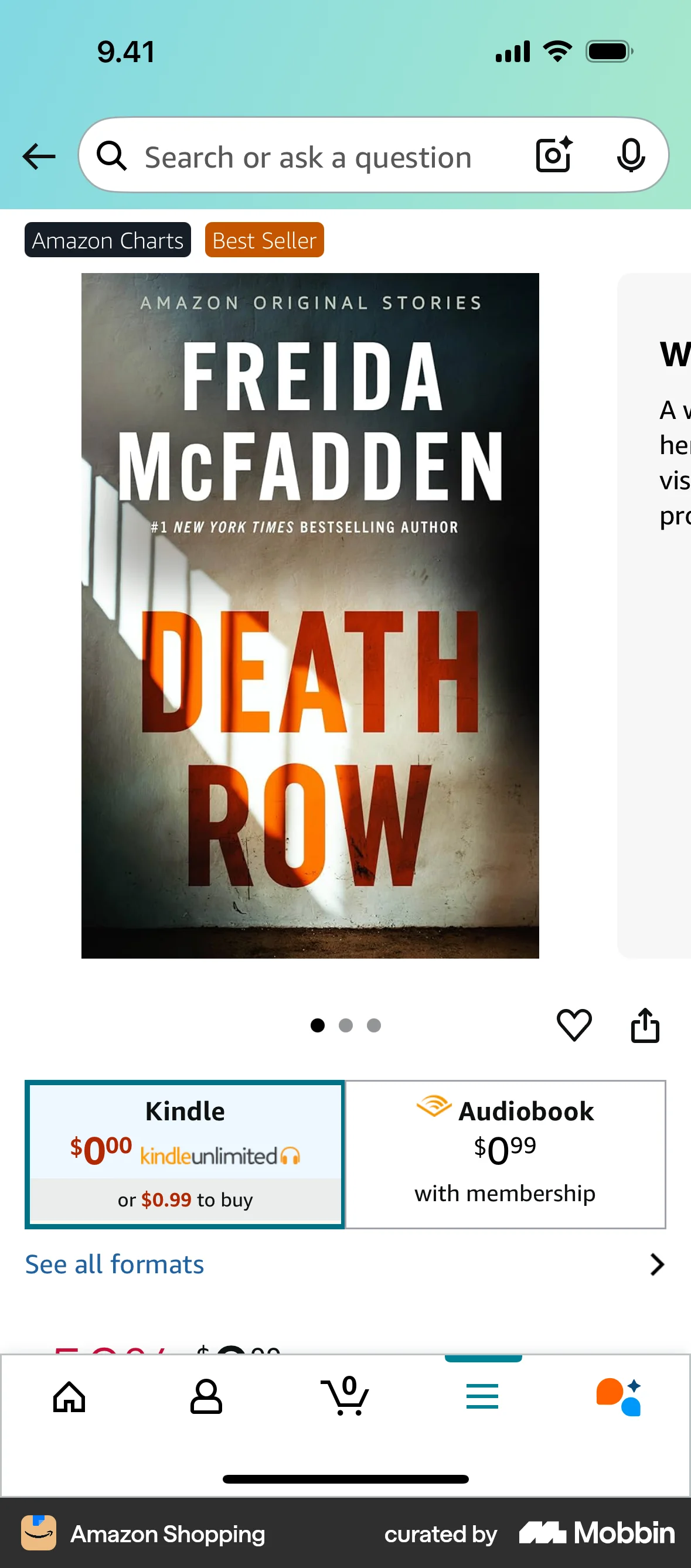 Amazon Shopping iOS screen containing Segmented Control UI element