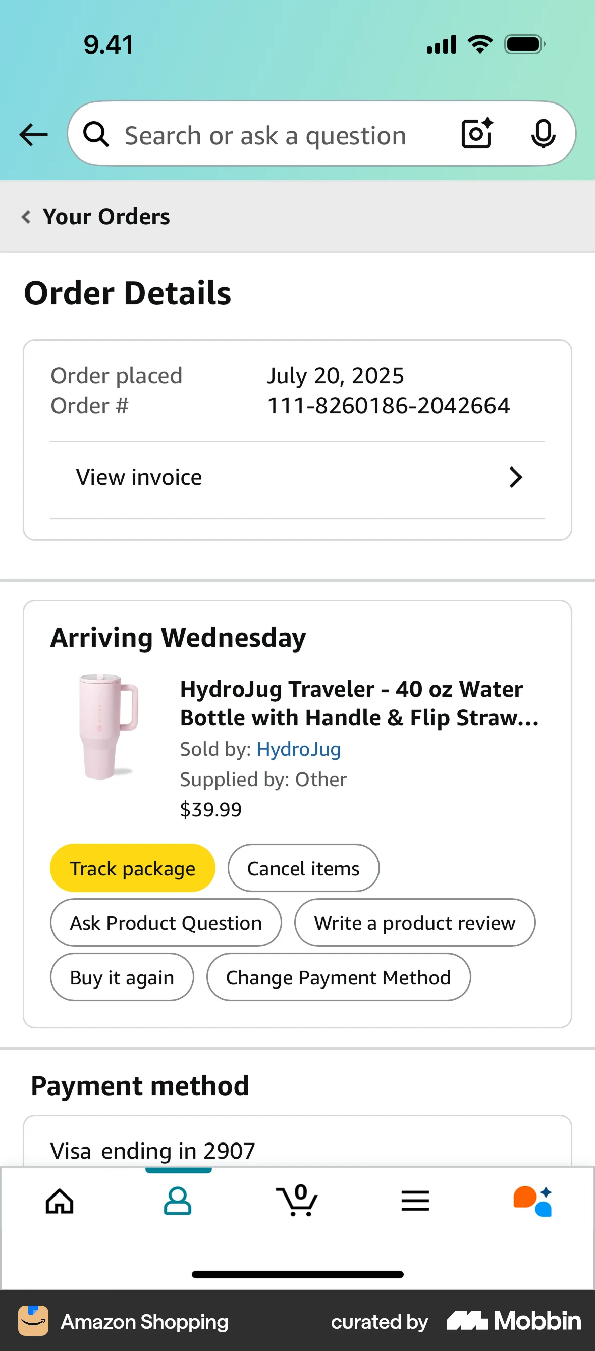 Amazon Shopping iOS Order Detail screen