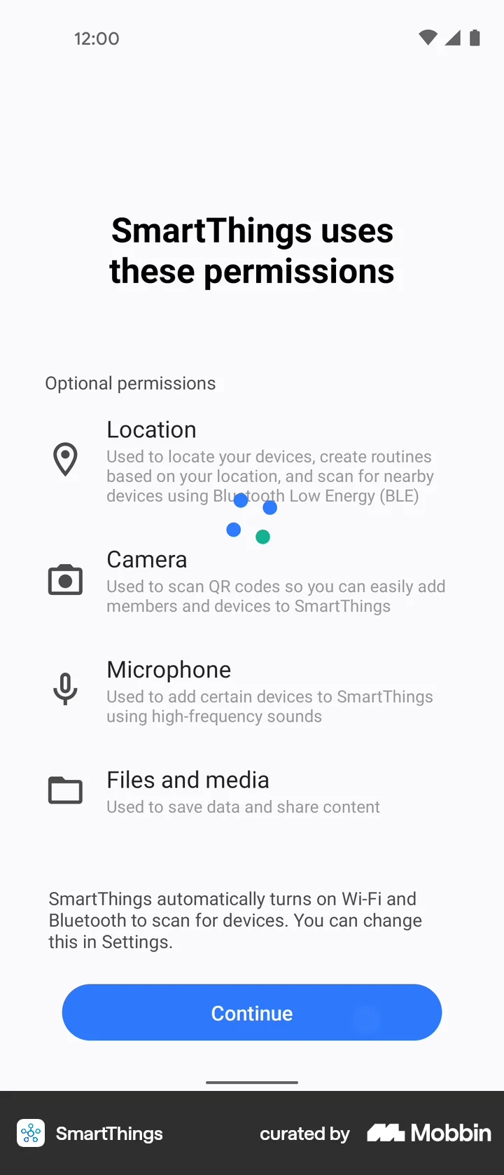 SmartThings Android Permissions loading | Mobbin