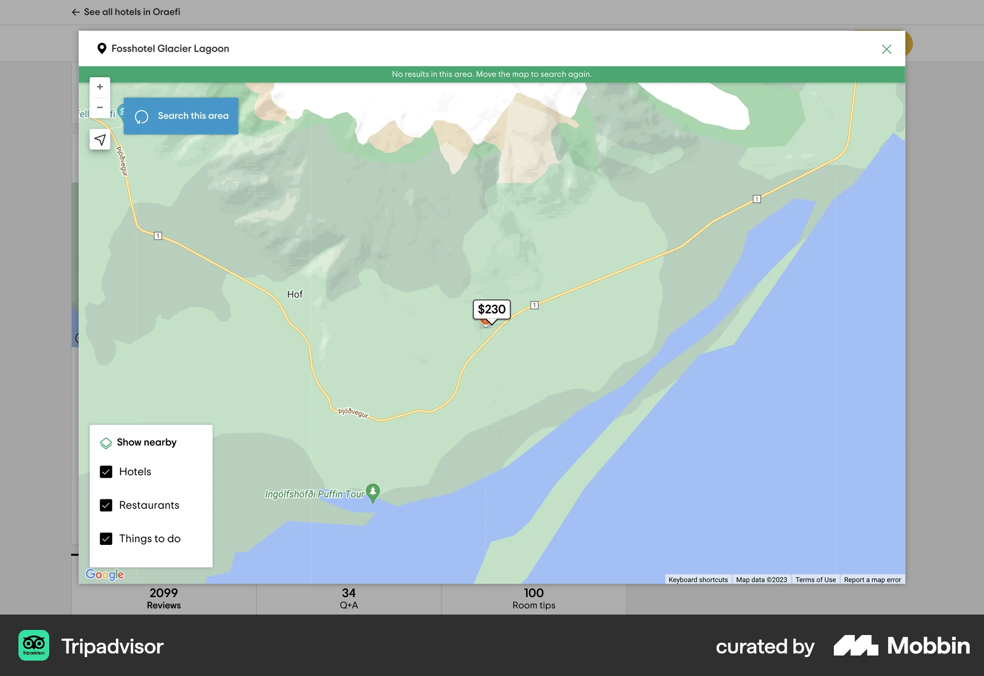 Tripadvisor Web Map screen