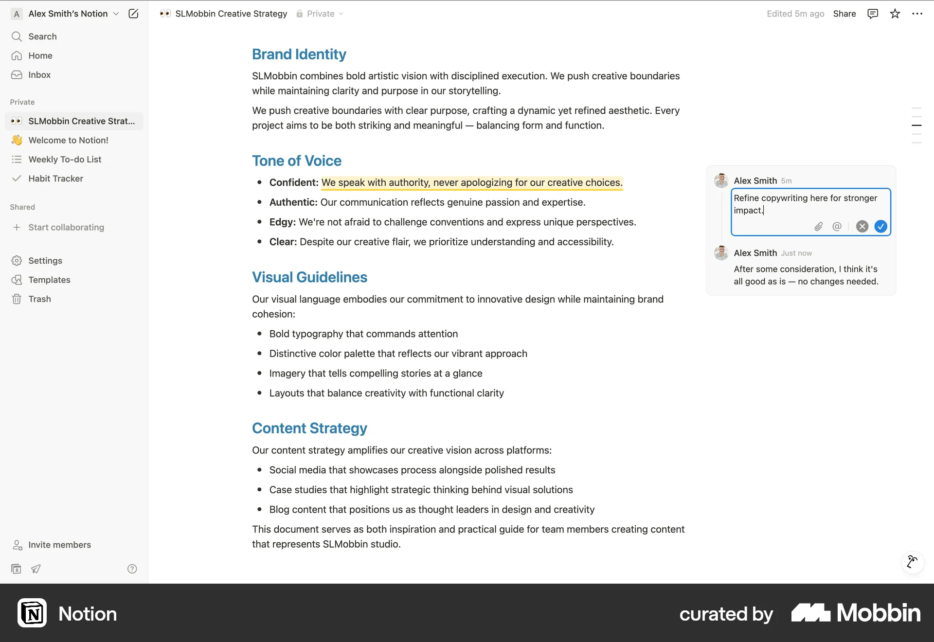Notion Web Edit screen